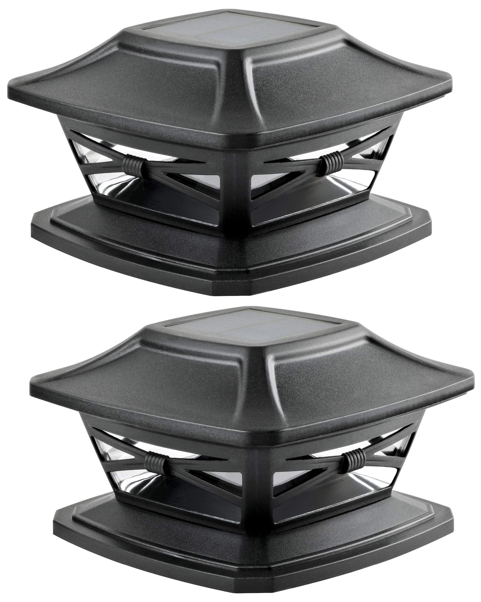 **DaVinci Lighting Flexfit (2 Pack) & Classic (4 Pack) Solar Post Cap Lights - Slate Black | Outdoor Solar Deck & Fence Lighting for Patio, Garden & Pathway**