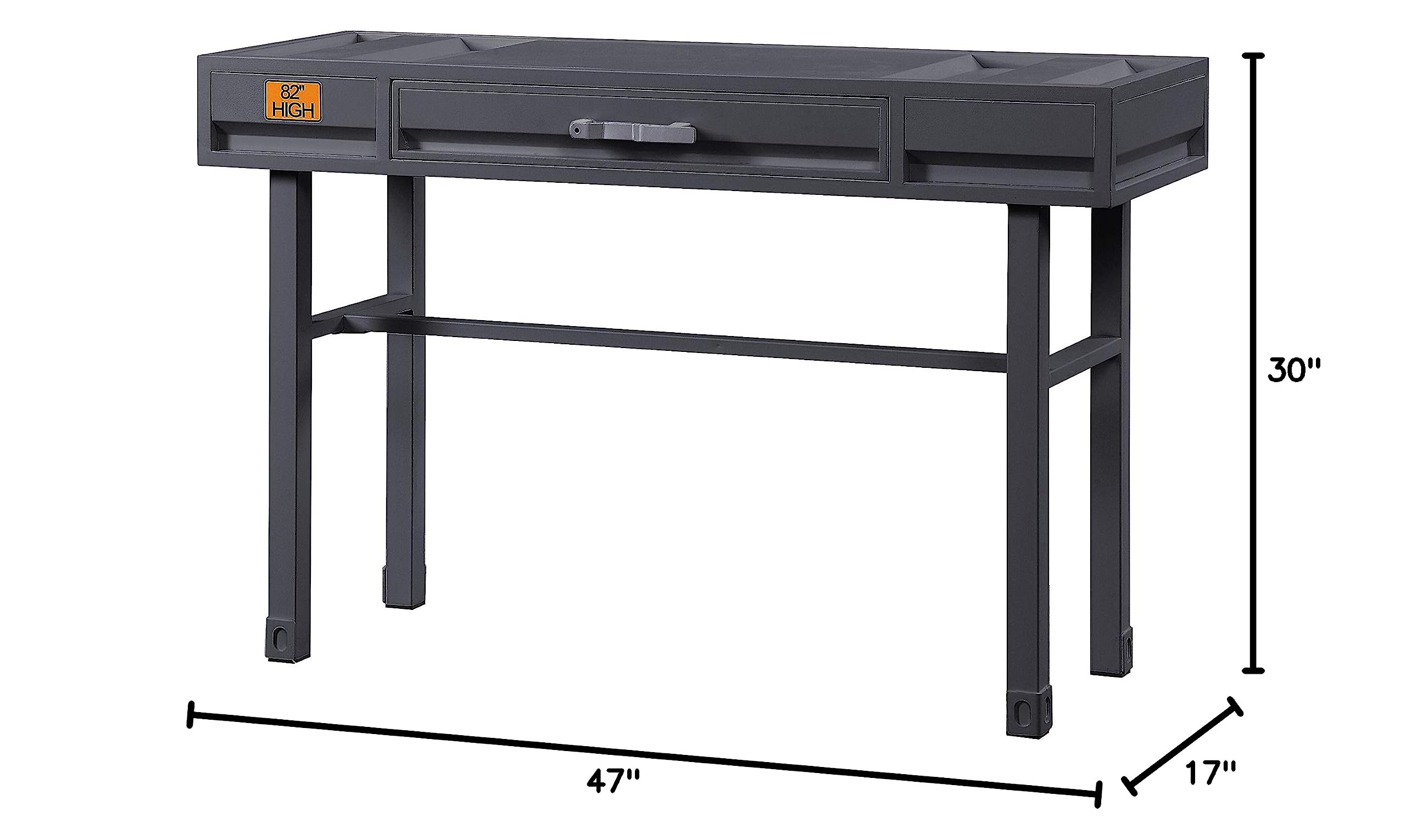 Acme Cargo Wood Vanity Desk in Gunmetal Gray - Modern Home Office & Bedroom Makeup Dressing Table - Perfect for Small Spaces & Apartment Living