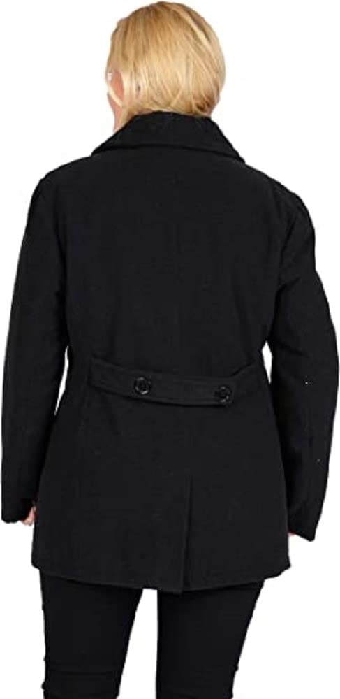 Women's Classic Wool Pea Coat - Warm Winter Double Breasted Trench Coat for Women - Perfect for Office, Dating & Outdoor Activities