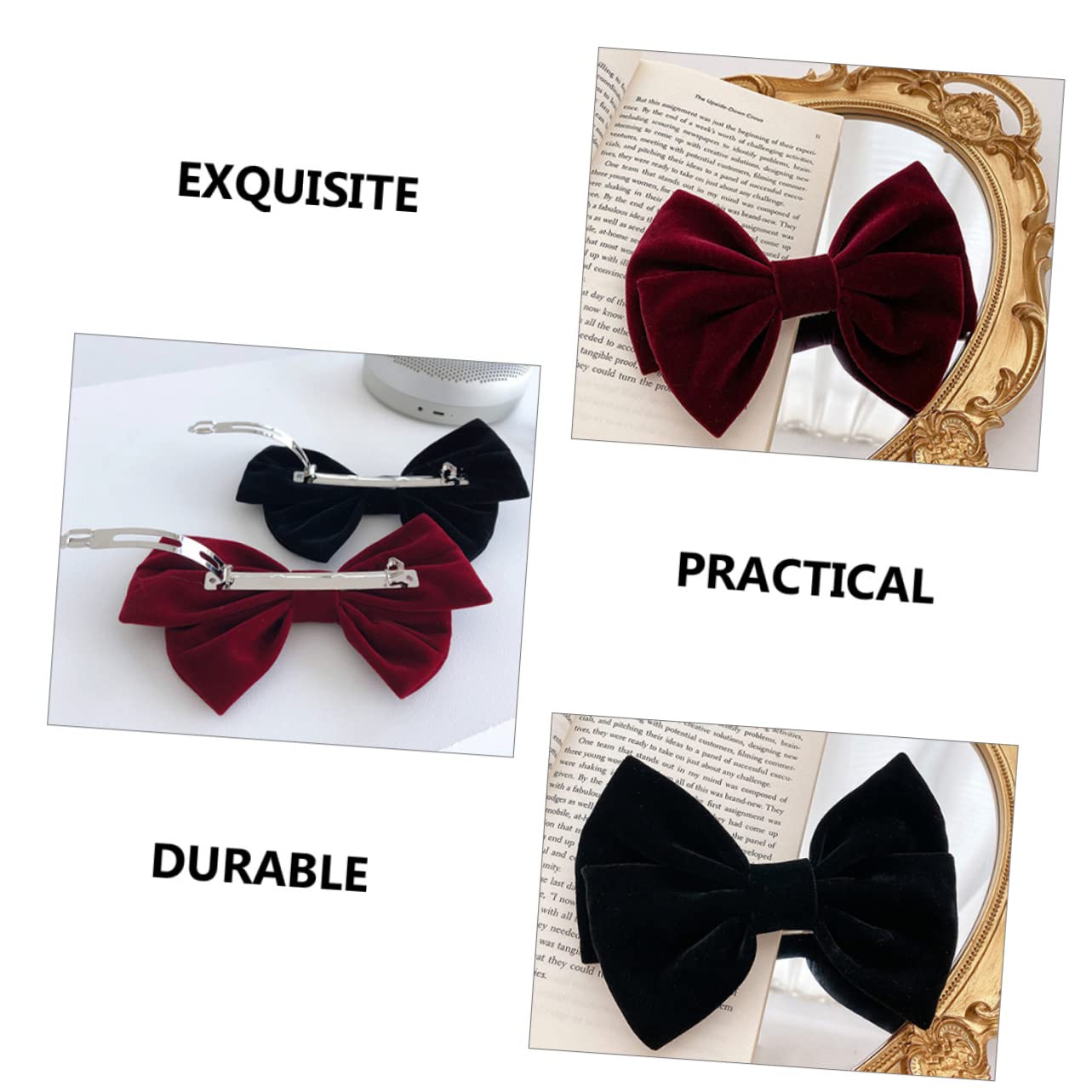 FRCOLOR 3 Sets Elegant Bow Hair Clips for Women - Large Hair Barrettes & Hairpins for Girls, Parties, Weddings & Special Occasions - 2pcs x 3 Pack - Perfect for Bridal, Prom, Birthday & Formal Events