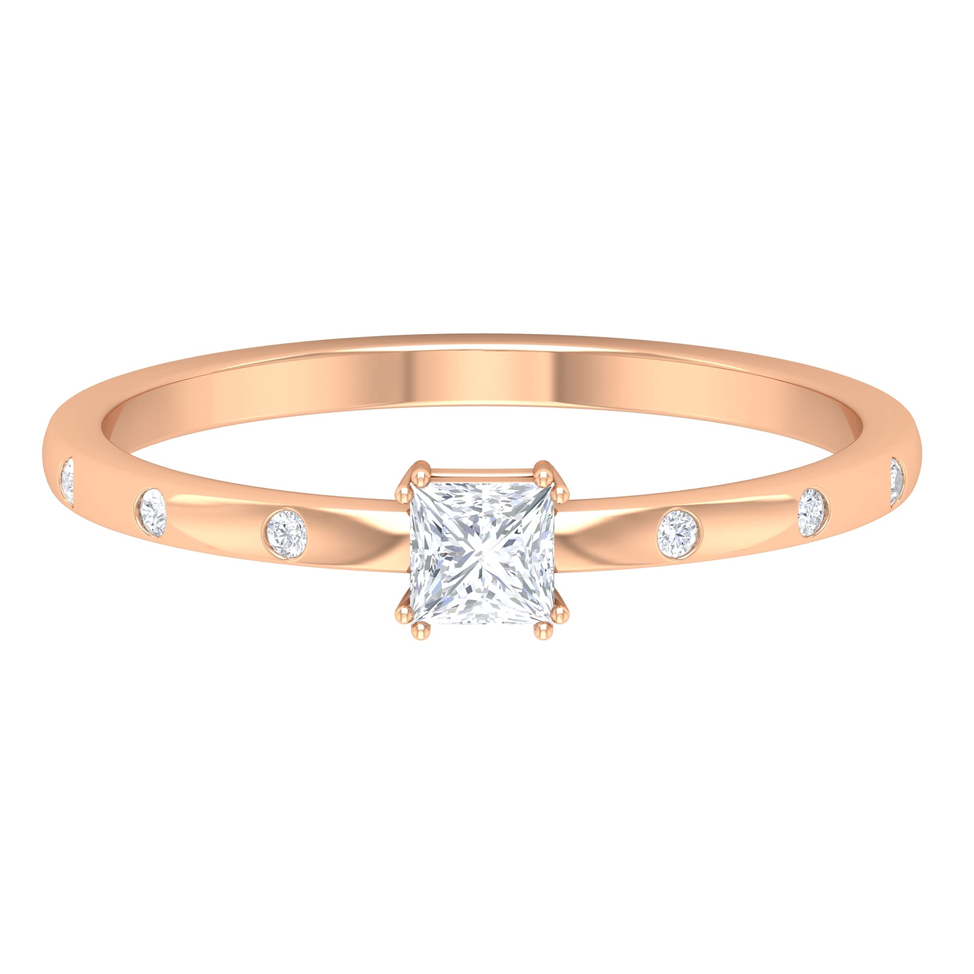 1/4 CT Certified Diamond Promise Ring - 14K Solid Gold Solitaire April Birthstone Ring for Women - Perfect for Engagements, Anniversaries & Special Occasions