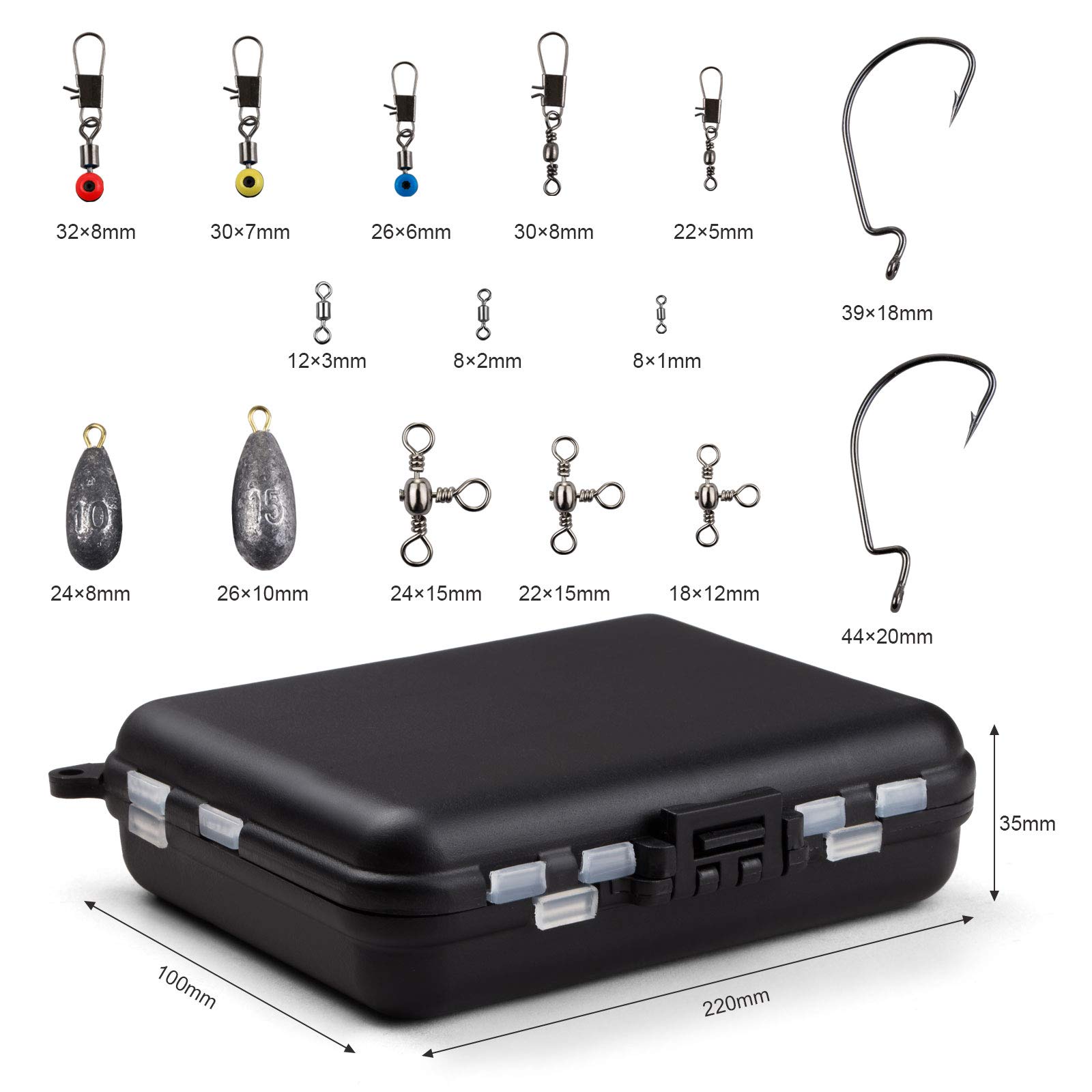 LIHAO 160-Piece Complete Fishing Tackle Kit with Hooks, Swivels & Accessories - Portable All-in-One Box for Freshwater & Saltwater Fishing