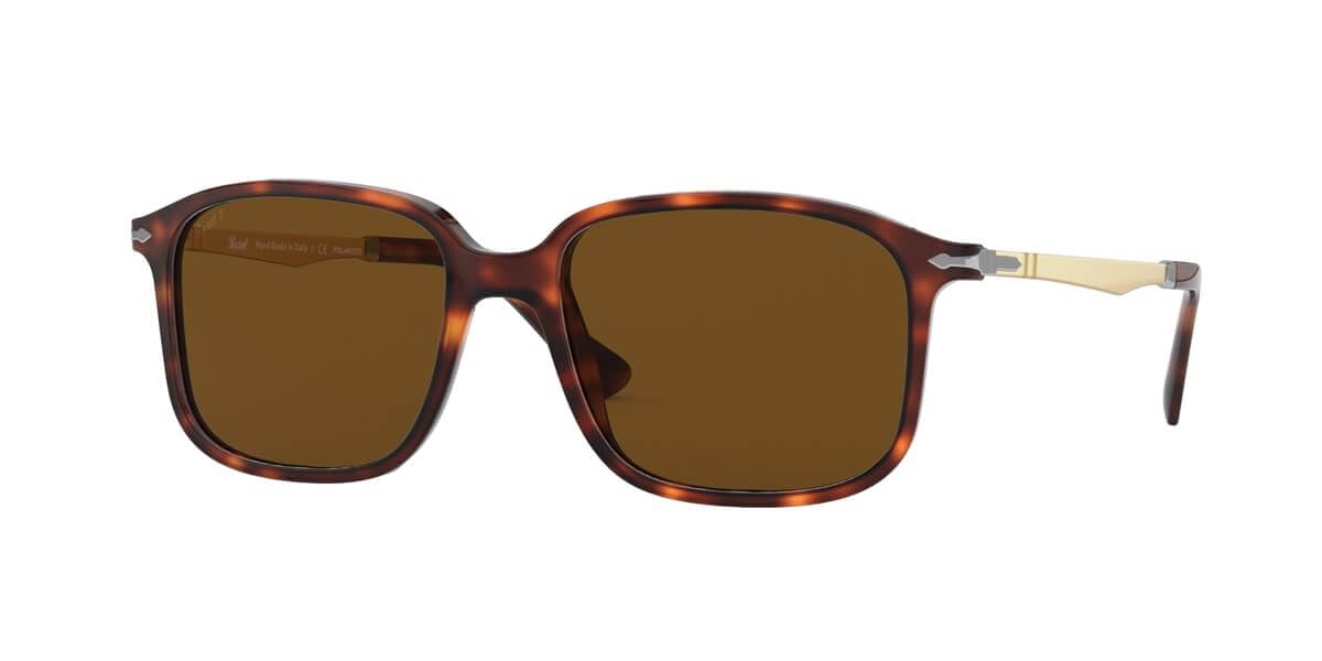 Persol PO3246S Rectangular Sunglasses for Men & Women - Classic UV Protection Polarized Lenses - Fashionable Retro Style for Driving, Travel & Outdoor Activities
