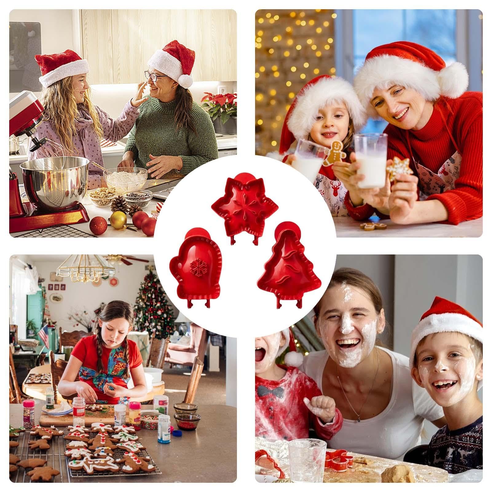 3Pcs Hand Pie Molds Set for Baking - Snowflake, Mitten & Christmas Tree Shaped Dough Press - Perfect for Fall, Halloween, Thanksgiving & Christmas Holiday Baking - Ideal for Making Homemade Pies, Pastries and Festive Desserts