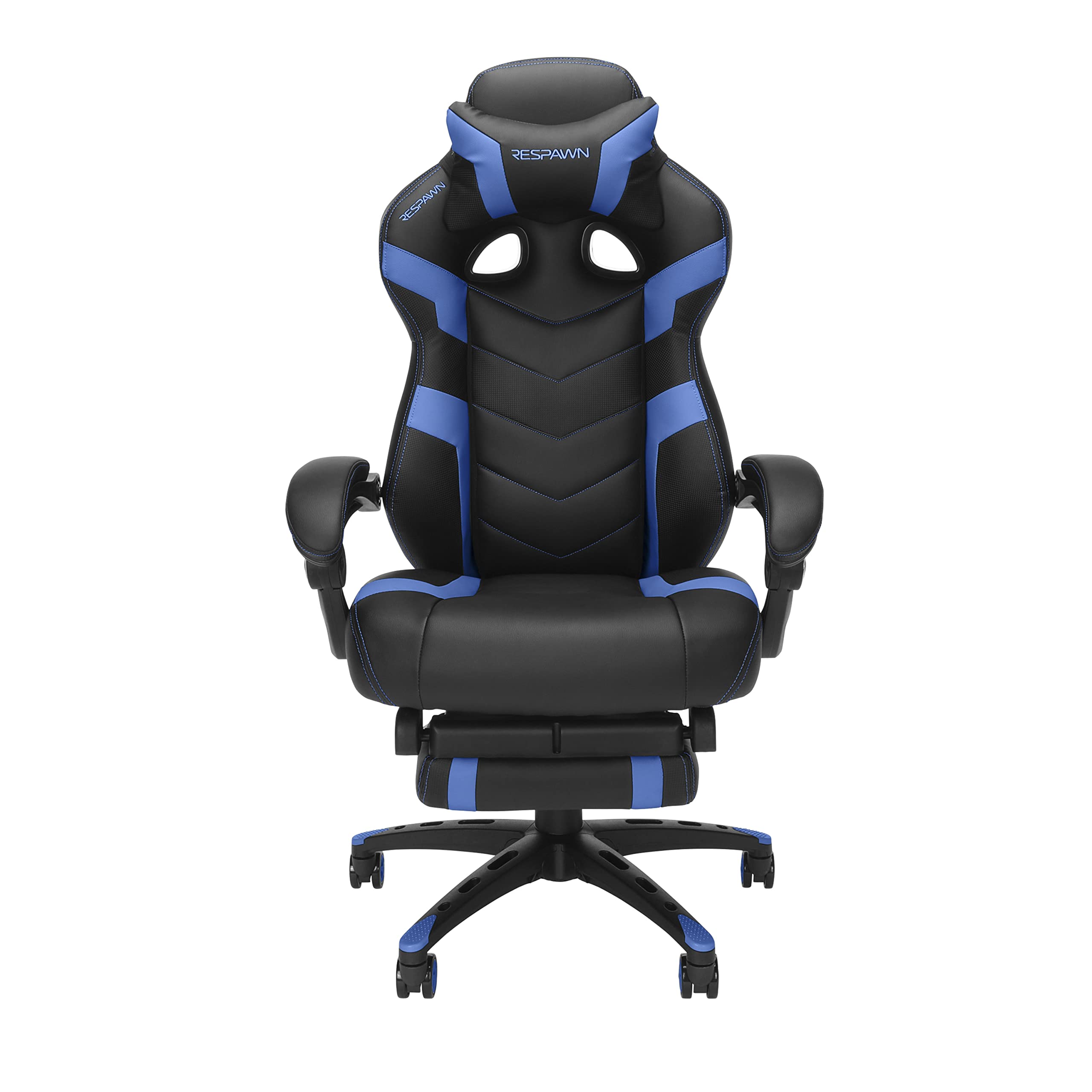 RESPAWN 110 Ergonomic Gaming Chair with Footrest - Racing Style High Back Office Chair with 360 Swivel, Adjustable Lumbar Support & Headrest Pillow - Perfect for PC Gaming, Home Office & Streaming Setup (2021 Blue)