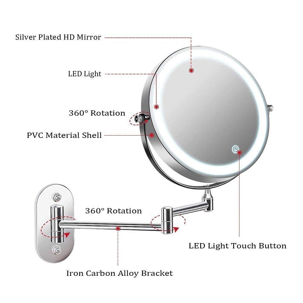 Premium Bathroom Mirror with 1X/8X Magnification - 360° Rotating Wall Mounted Shaving & Makeup Mirror for Perfect Grooming - Ideal for Home, Salon, and Hotel Bathrooms