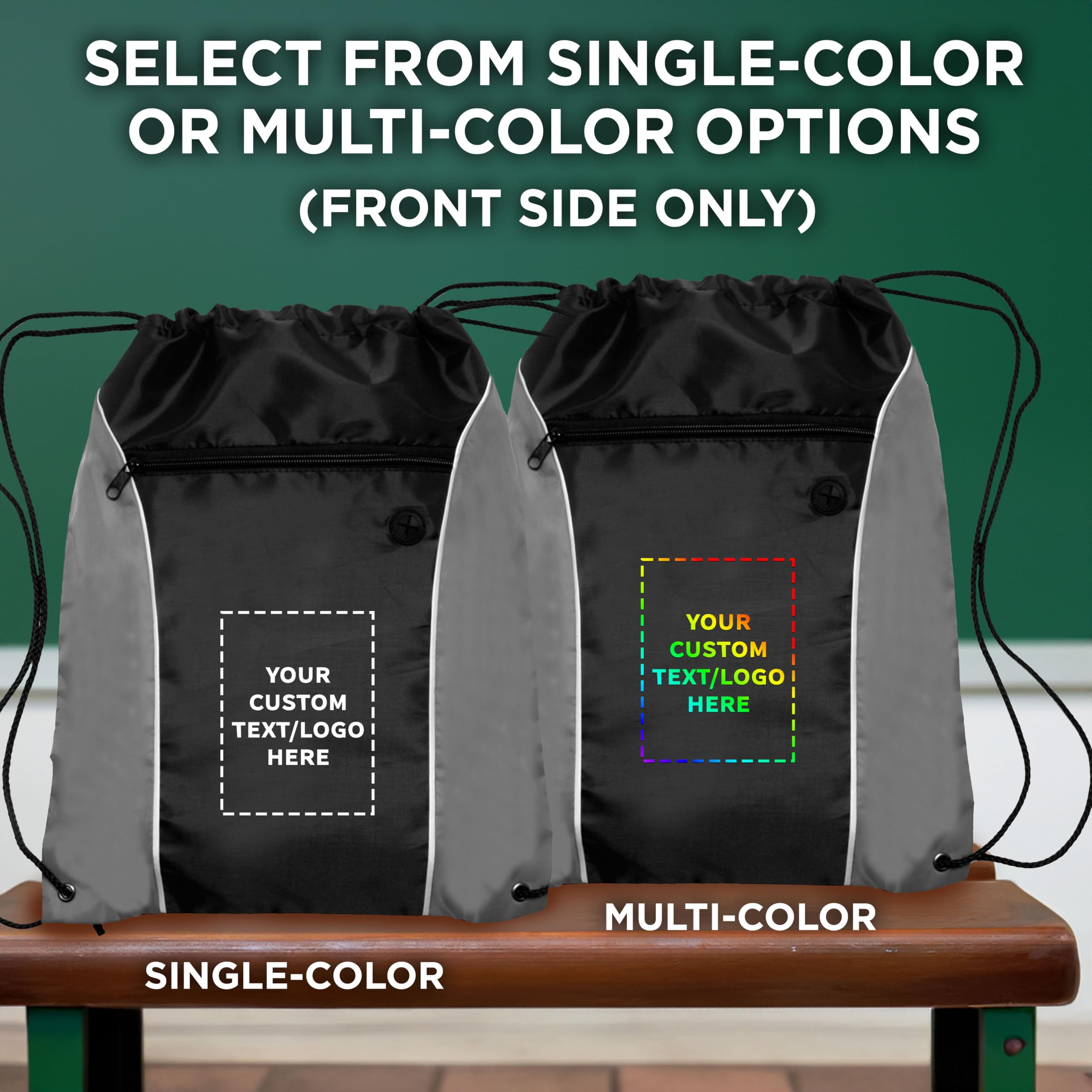 Customizable Two-Tone Drawstring Backpack - 10 Pack Non-Woven Sports Bags with Logo Printing - Durable & Lightweight for Gym, Travel, School & Work - Perfect for Promotions, Events & Team Sports (Grey)