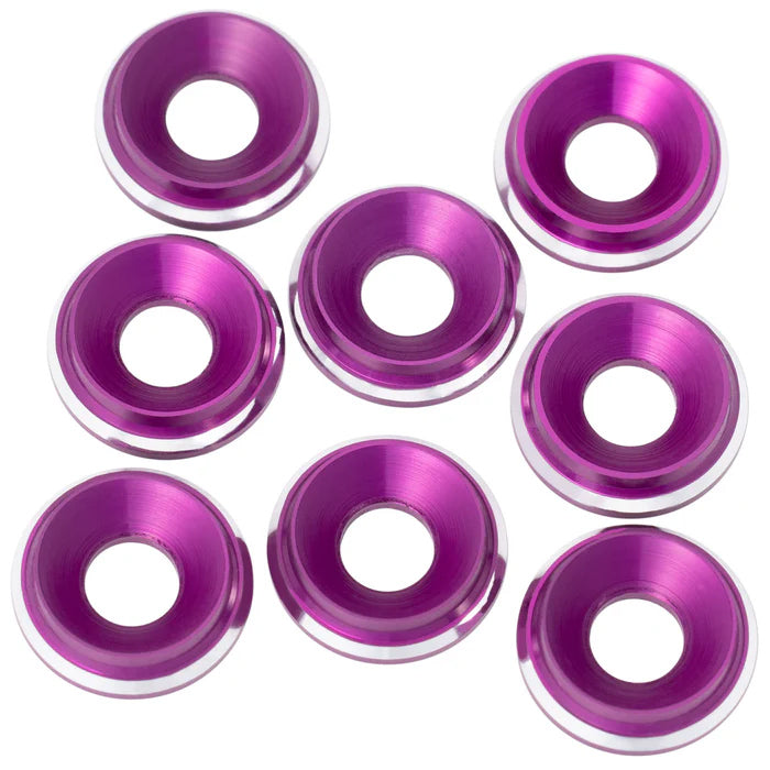 7075 Aluminum M3 Low Profile Countersunk Washers - Purple Anodized (8 Pack) - Perfect for RC Cars, Drones & DIY Projects