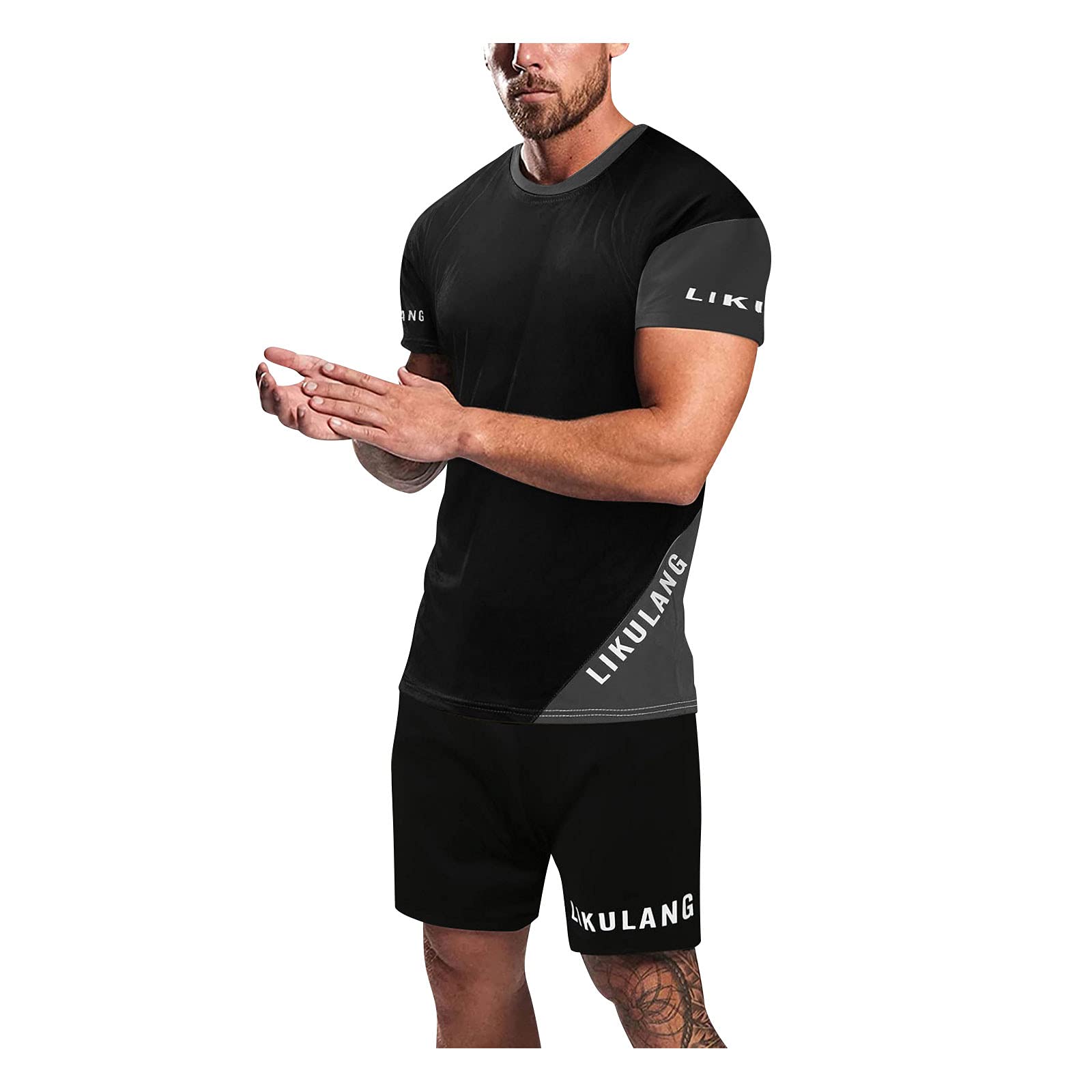Men's Summer 2-Piece Beach Outfit - Patchwork Short Sleeve Shirt & Matching Shorts Set | Casual Vacation Wear for Pool Party, Beach Trip & Summer Travel