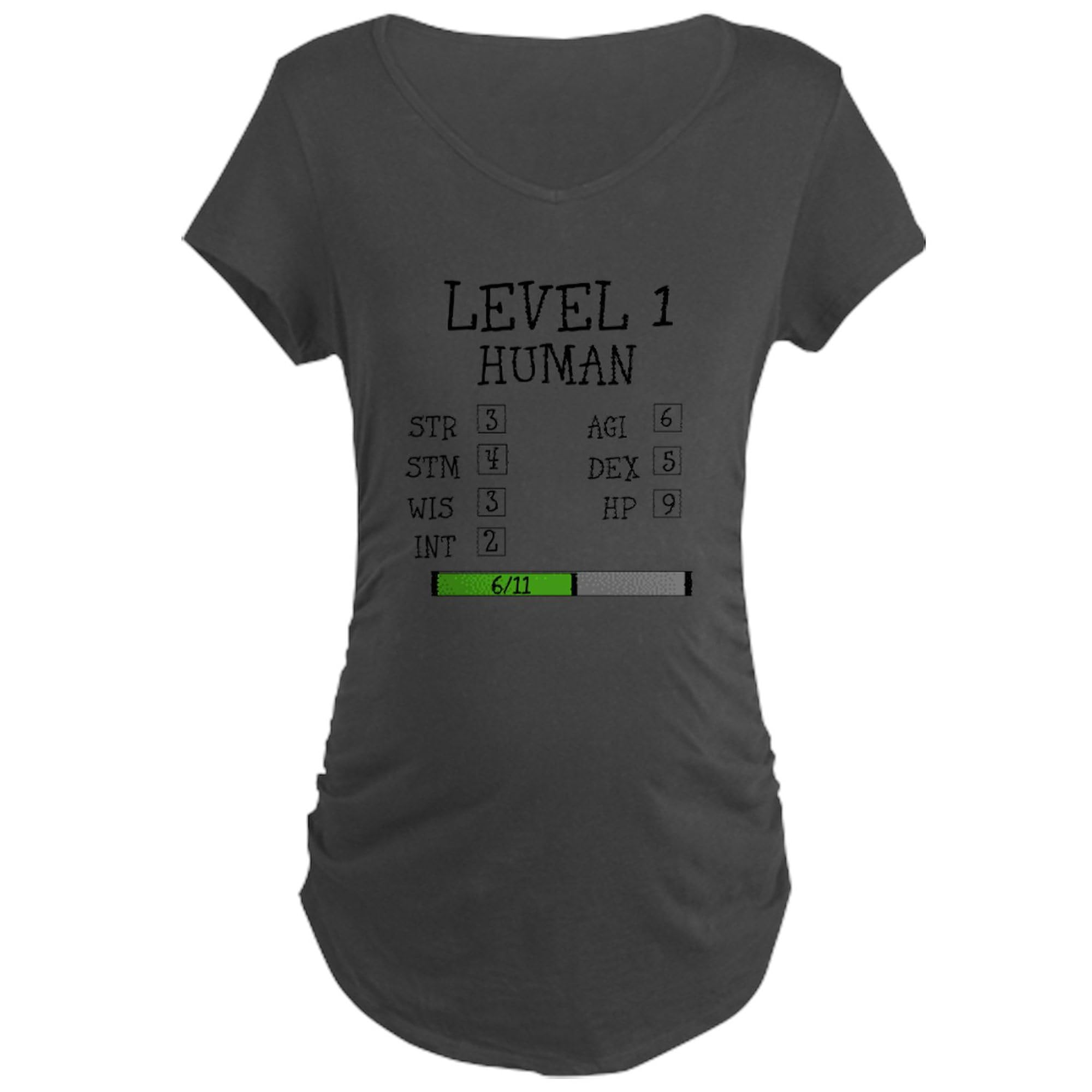 Level 1 Human Maternity T-Shirt for Women - Stretchy Ruched Side Pregnancy Tee - Comfortable Maternity Wear for Everyday & Baby Showers