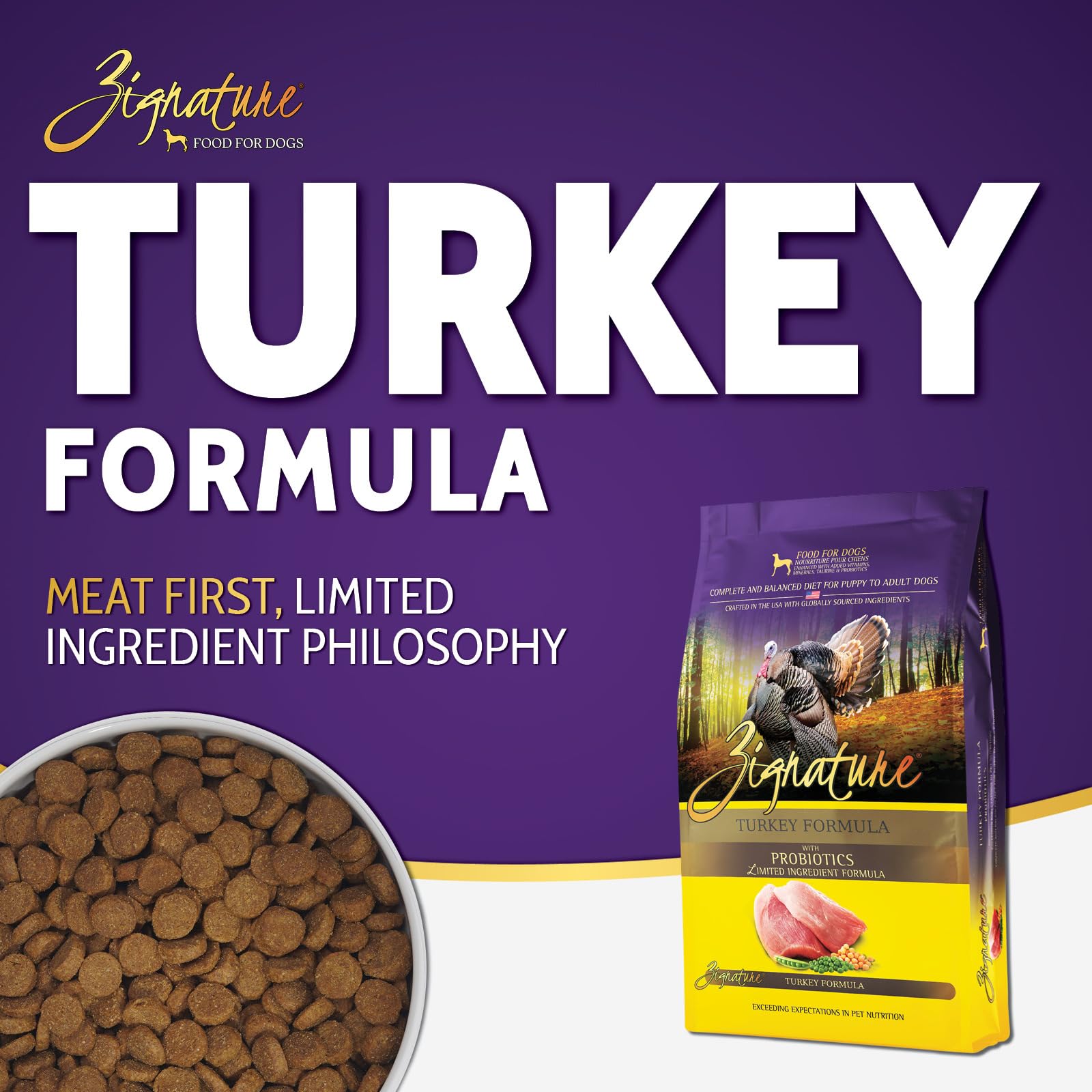 Zignature Turkey Limited Ingredient Formula Dry Dog Food 25lb - Grain-Free, Hypoallergenic Kibble for Dogs with Sensitive Stomachs | Perfect for Adult Dogs & All Breeds | Great for Daily Meals & Digestive Health