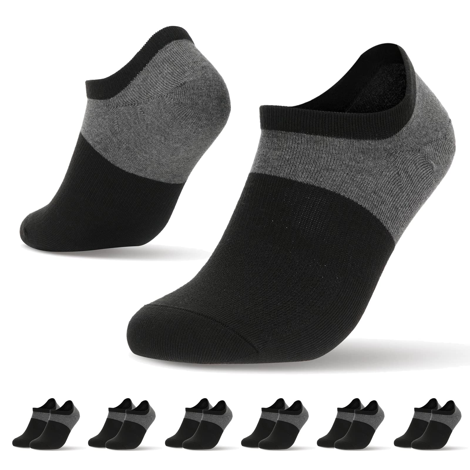 Men's No Show Socks - Low Cut Ankle Running Socks with Cotton Arch Support & Non-Slip Grip for Flat Sneakers - Perfect for Gym, Workouts & Casual Wear