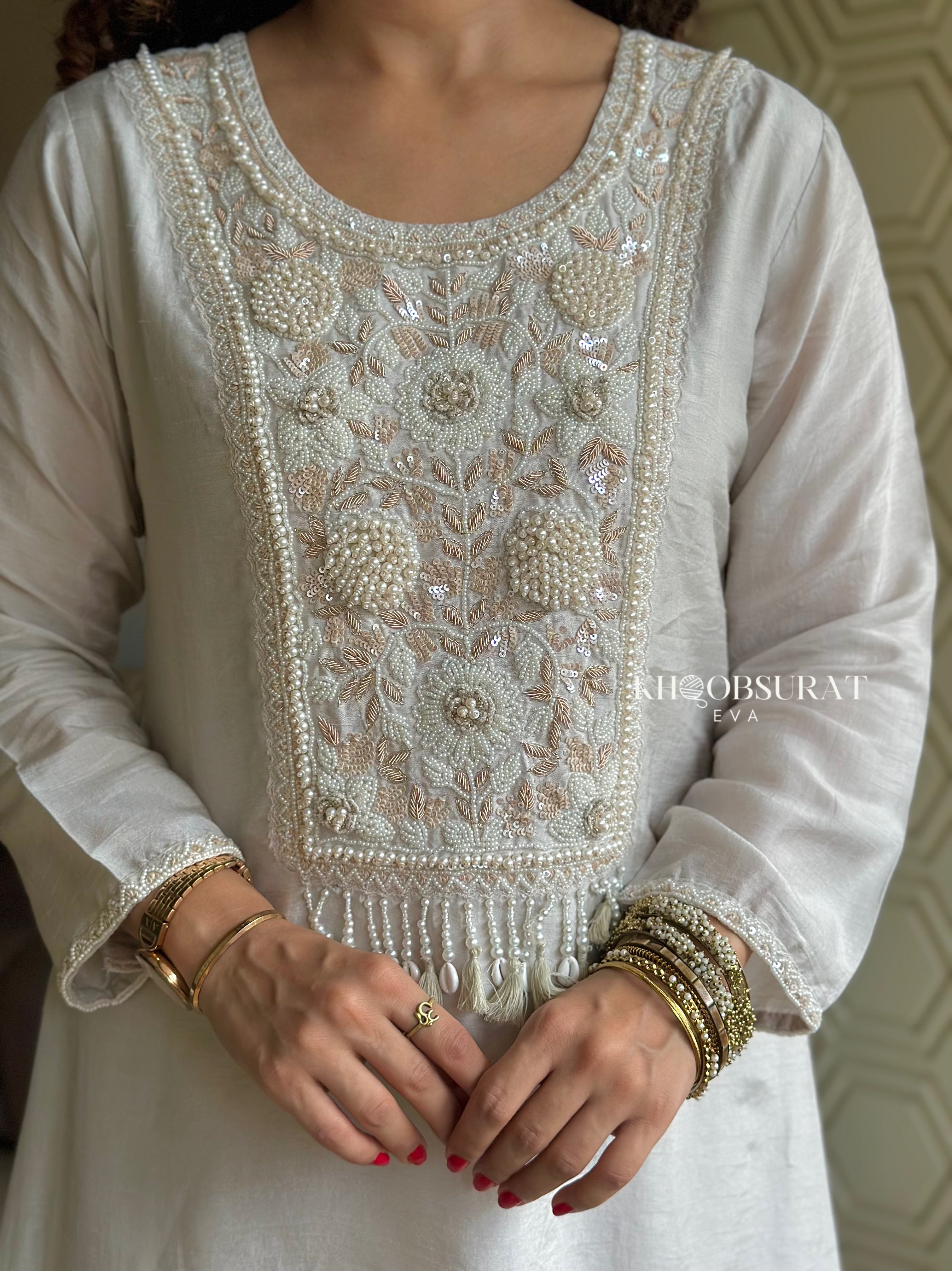 Elegant White Apsara Wedding Kurti Set for Brides - Perfect for Indian Weddings, Festivals & Special Occasions