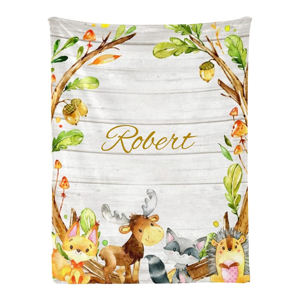 Custom Personalized Baby Blanket with Name - Super Soft Fleece Nursery Blanket 30x40 Inches for Boys & Girls | Cute Animal Design | Perfect for Baby Shower, Birthday Gift & Nursery Decor