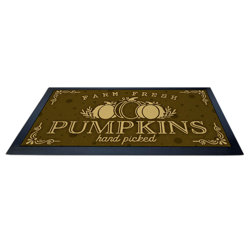 Bar Service Mat - 17.25 X 10 Inch Non-Slip Rubber Tray for Drinks & Glasses | Farm Fresh Pumpkins Design | Perfect for Home Bars, Restaurants & Party Serving