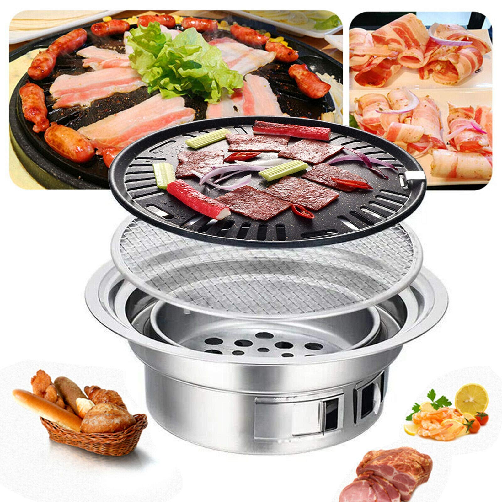 Portable Stainless Steel BBQ Grill - Outdoor Camping for 1-5 People