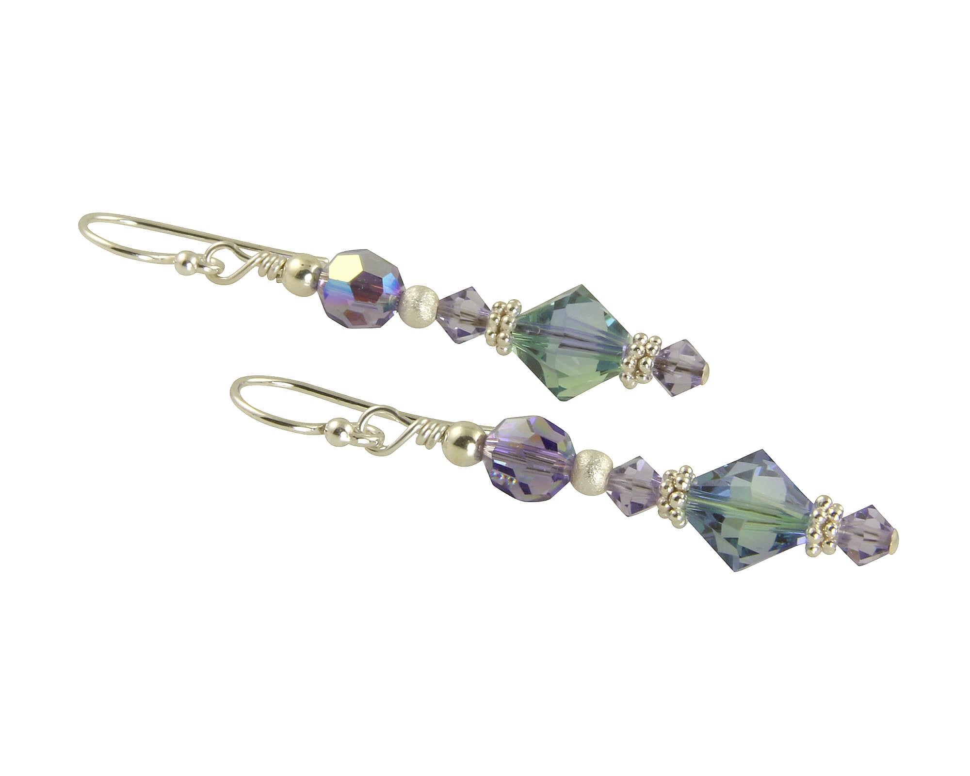 Tanzanite Green Crystal Beaded Earrings for Women - Handmade Dangle Drop Jewelry for Party, Wedding & Special Occasions