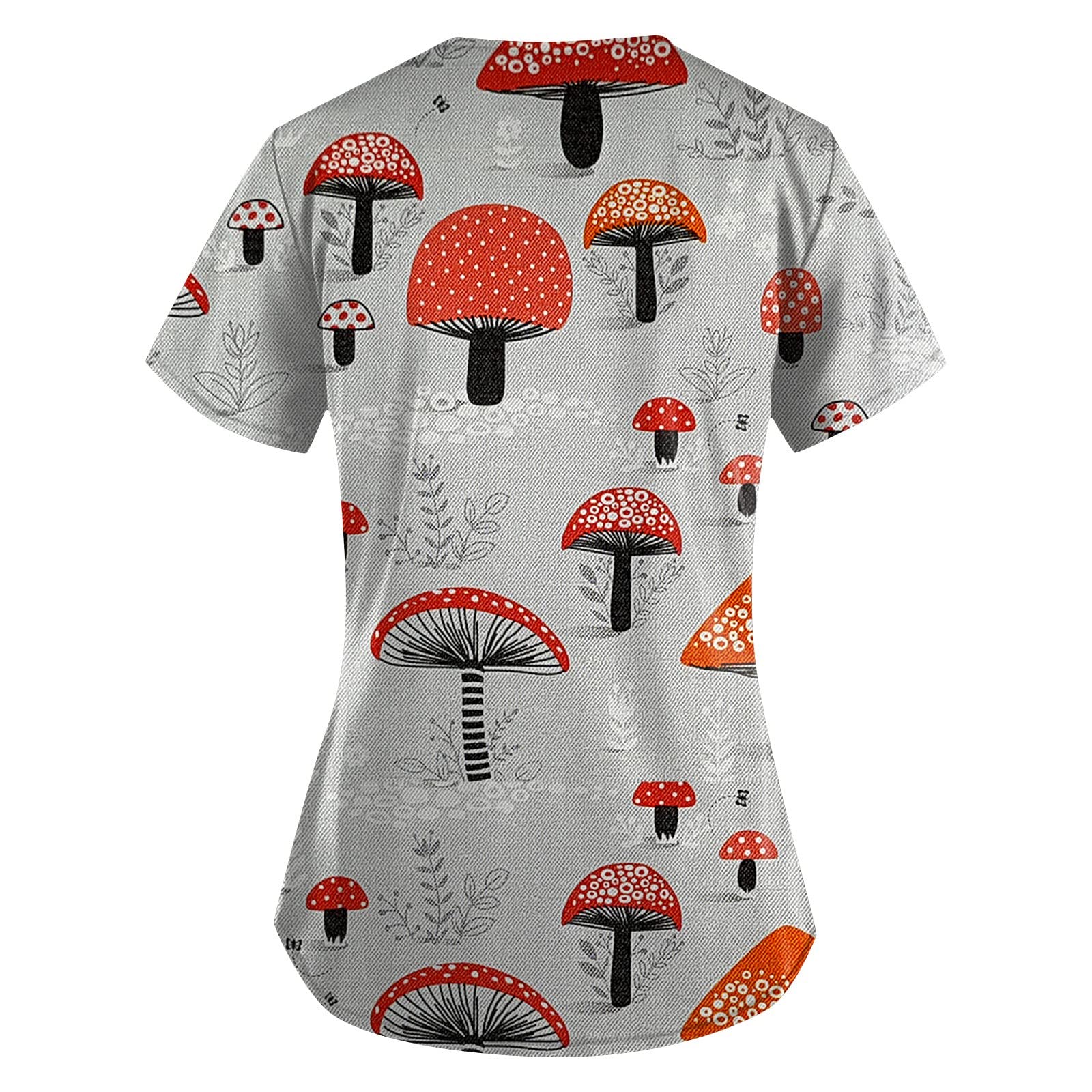 Women's Stretchy Plus Size Scrub Short Sleeve Tops - Cute Printed Work Uniform, Comfortable Casual Summer Blouse for Nurses, Medical Professionals & Healthcare Workers