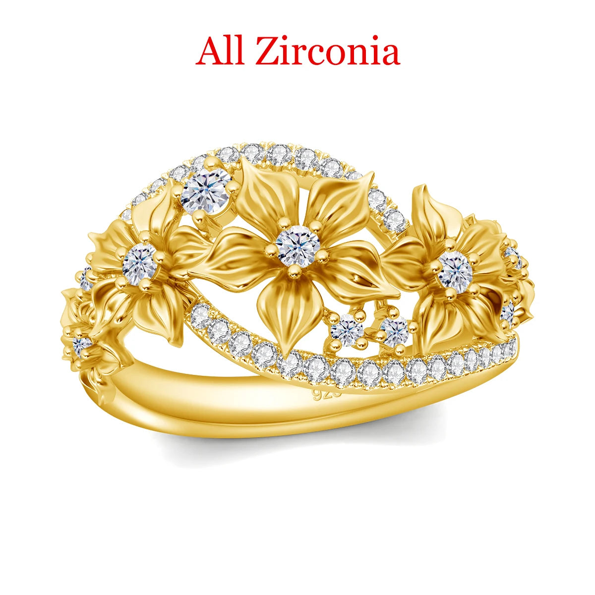 Luxury Moissanite Flower Ring for Women - Certified Wedding Band, Engagement Party Jewelry - Perfect for Bridal, Anniversary & Special Occasions
