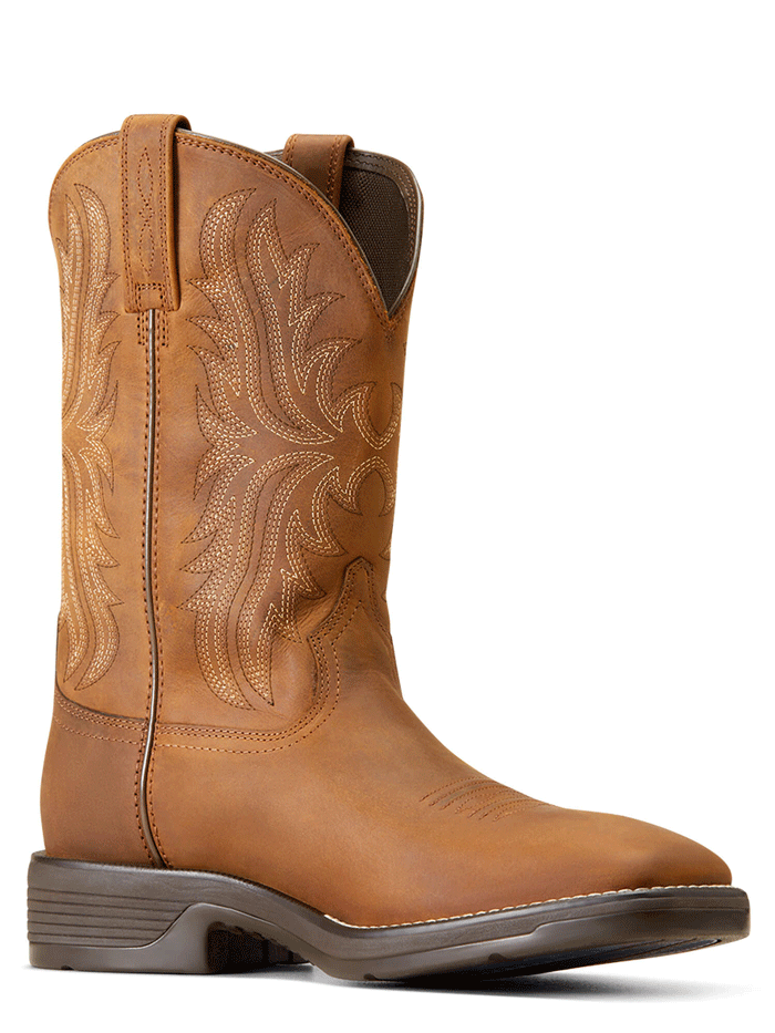 Ariat Men's Ridgeback Western Boot - Distressed Tan Leather Cowboy Boots for Riding, Work & Outdoor Activities