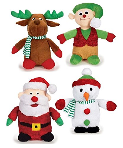 Zanies Holiday Musical Plush Dog Toys - Christmas Singing Stuffed Animals Plays Seasonal Songs (Set of 4 Characters) - Perfect for Christmas Gifts, Pet Stocking Stuffers & Holiday Decorations