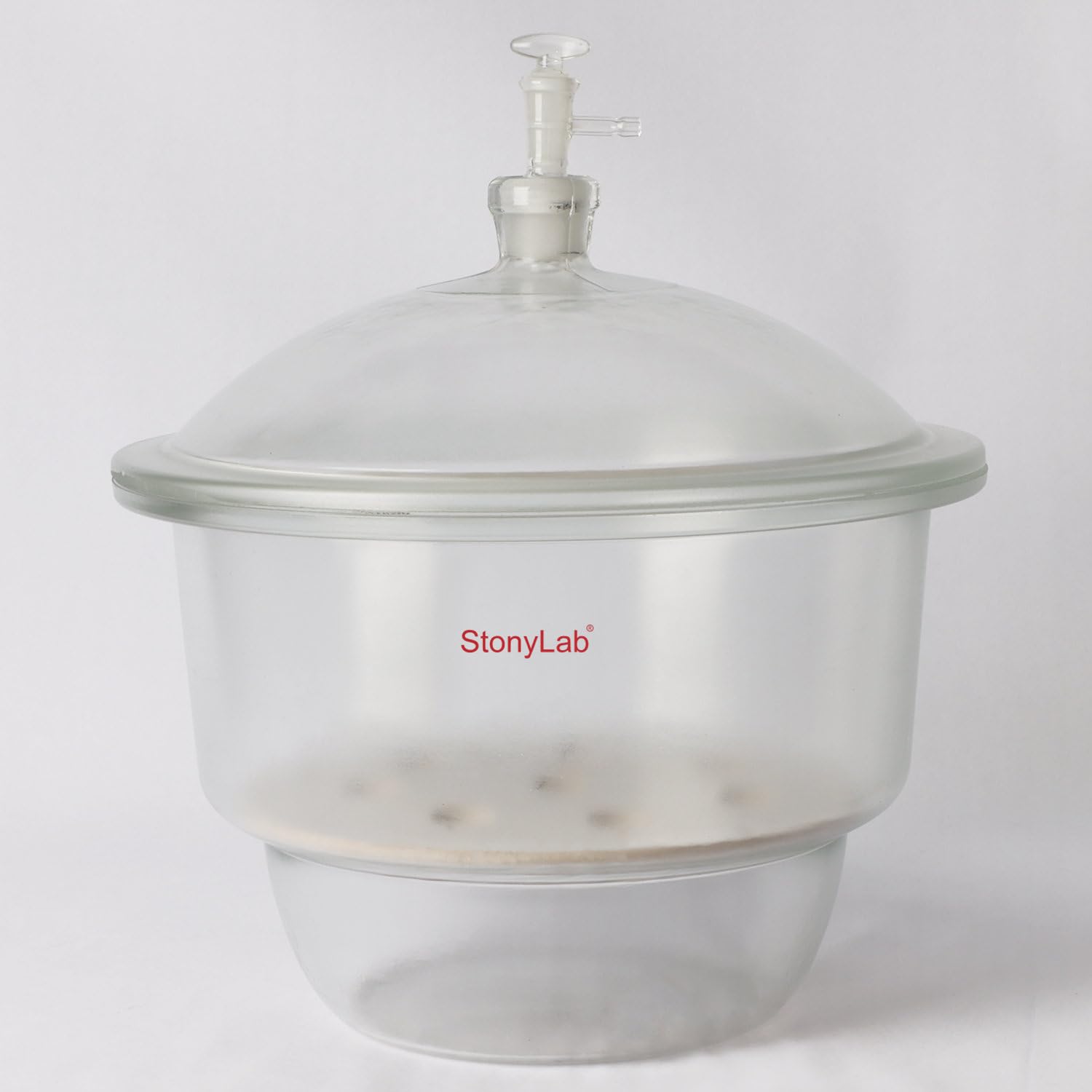 Stonylab 11.8 Inch Glass Vacuum Desiccator with Glass Valve & Porcelain Plate - Ideal for Laboratory, Science Experiments, and Moisture-Sensitive Storage