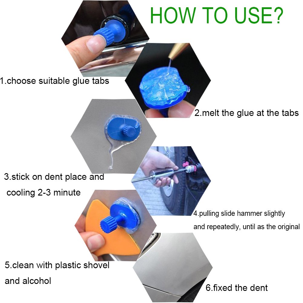 Qiilu 18-Piece Car Dent Repair Kit - T-Bar Slide Hammer Tool for Auto Body, SUV & Vehicle Hail Damage Removal | Professional Dent Puller for DIY Auto Repair at Home or Garage