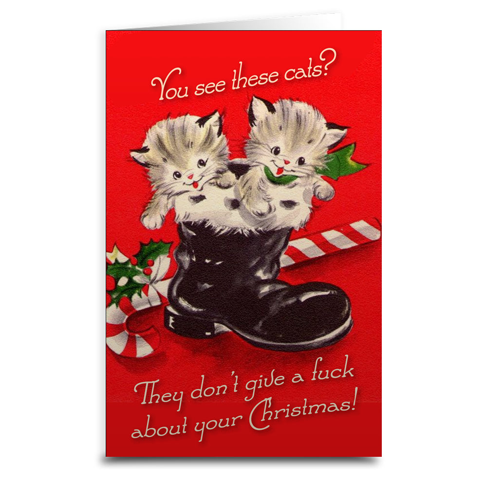 Funny Cat Christmas Greeting Card - Hilarious Holiday Card for Cat Lovers - Perfect for Xmas Gifts, Parties & Festive Decorations