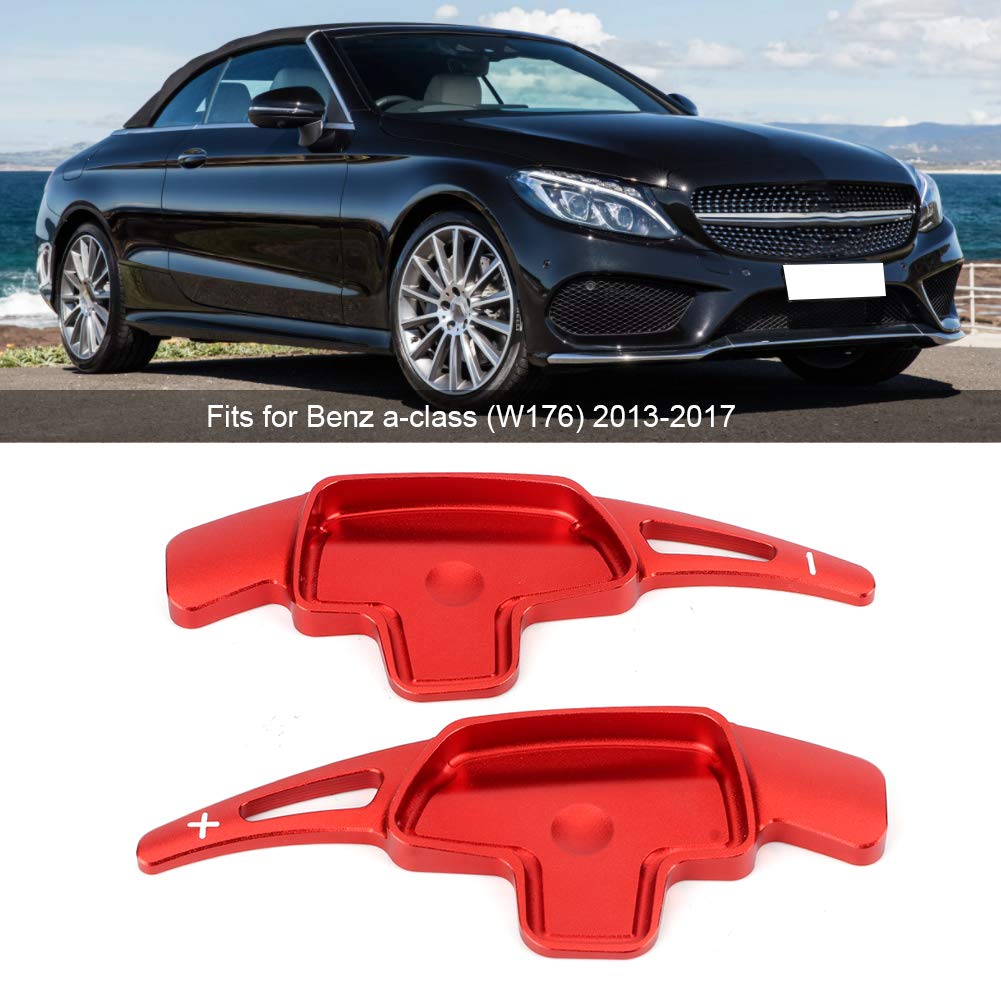 KIMISS Red Steering Wheel Paddle Shift Extension - Compatible with Mercedes-Benz CLA CLS GLA - Aluminum Alloy Gear Shifter Trim for Enhanced Driving Performance - Perfect for Racing & Sporty Interior Decoration
