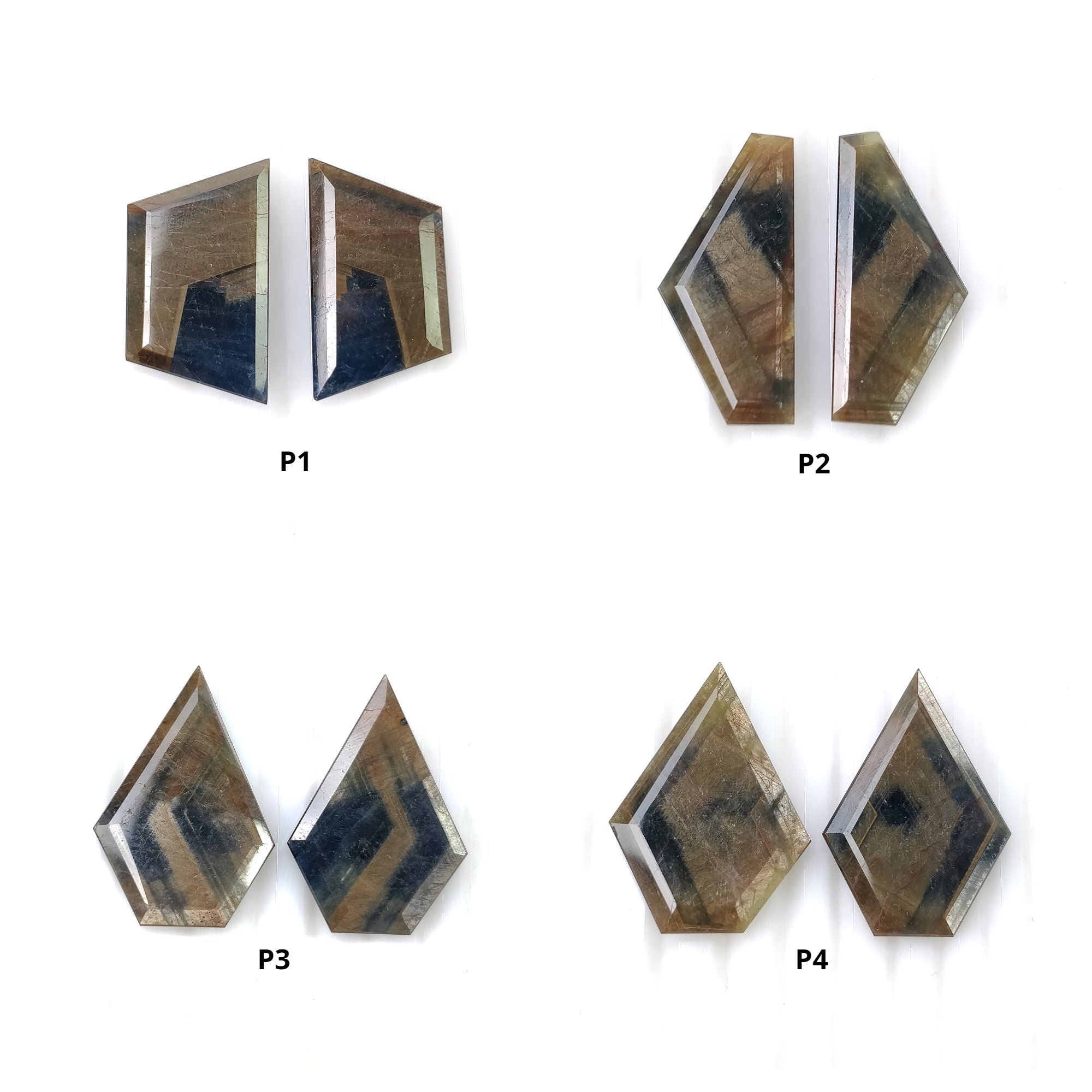 Natural Untreated Golden Brown Chocolate Blue Sheen Sapphire Gemstone Pair - Normal Cut, Uneven Shape for Jewelry Making, Engagement Rings & Unique Gifts