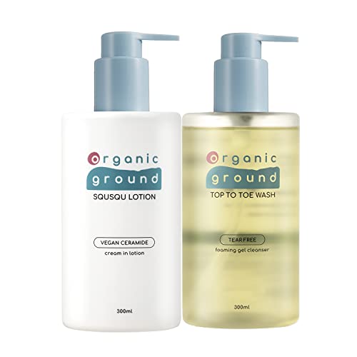 Organic Baby Skin Care Set - Gentle Squsqu Lotion & Top to Toe Wash for Newborns & Infants | Hypoallergenic, Natural & Safe | Perfect for Daily Bath Time & Moisturizing Routine