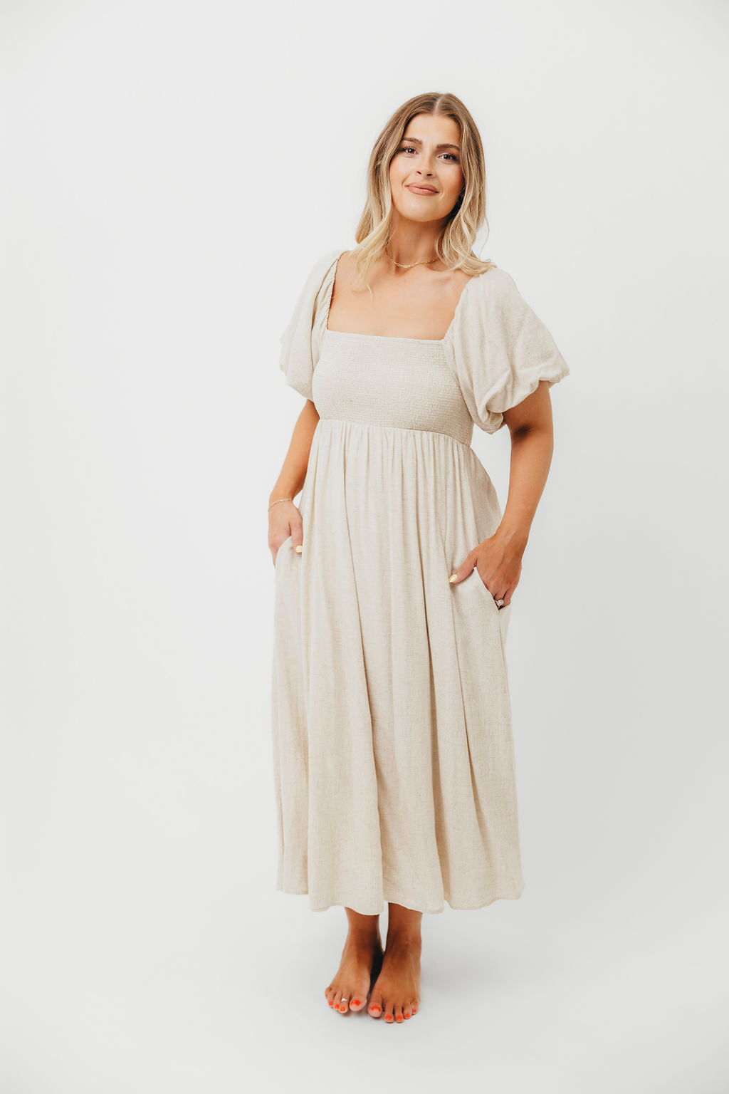 Rosalie Maxi Dress in Linen - Bump Friendly Maternity Dress for Women | Comfortable Summer Dress for Pregnancy, Beach, Vacation & Special Occasions