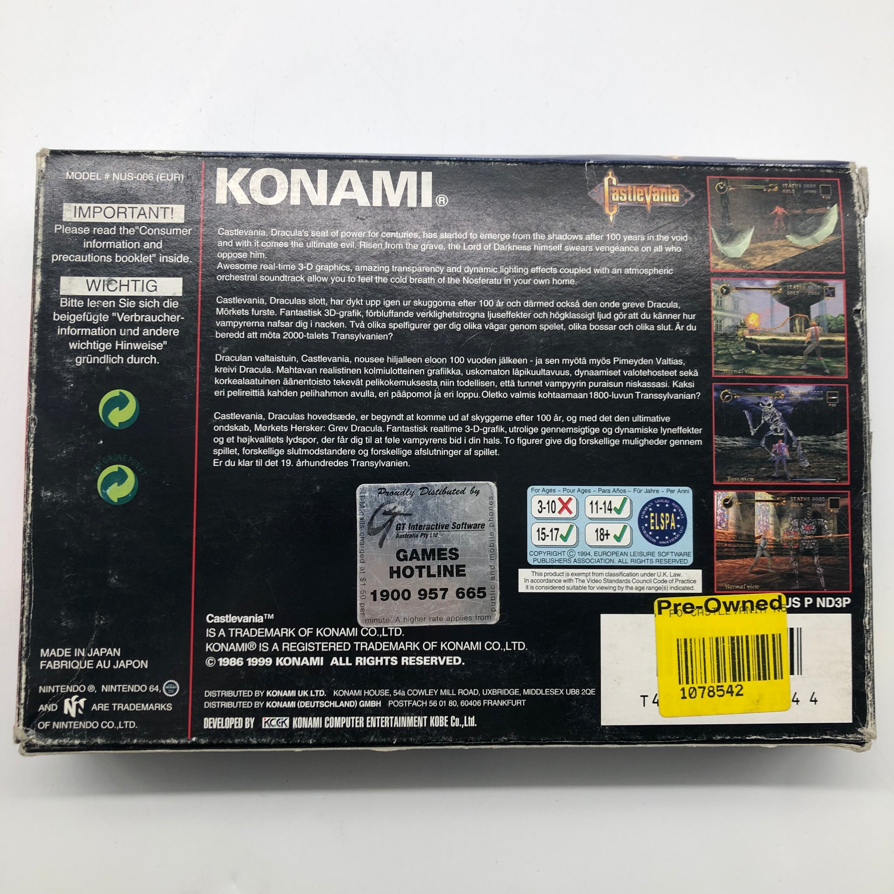 Castlevania Legacy of Darkness - Complete N64 Game (Nintendo 64, PAL Version) | Retro Gaming Collectible for Classic Horror Action Adventure