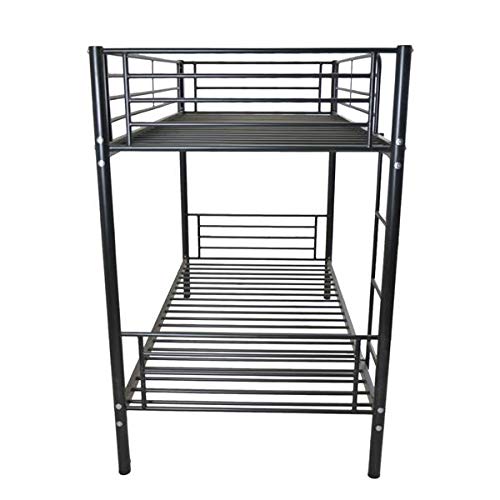 **Black Twin Size Kids Bunk Bed with Ladder - Home Iron Bed Frame for Children's Room - Fast 3-7 Day Delivery - Perfect for Siblings, Sleepovers & Space-Saving Bedrooms**