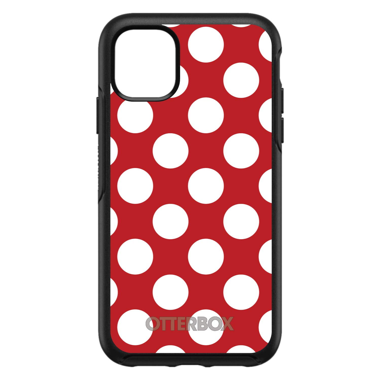 DistinctInk iPhone 12 Pro MAX Case (6.7 Inch) - Shockproof Protective Cover with White & Red Polka Dots Design - Compatible with OtterBox Symmetry Series - Perfect for Everyday Use, Travel and Outdoor Activities