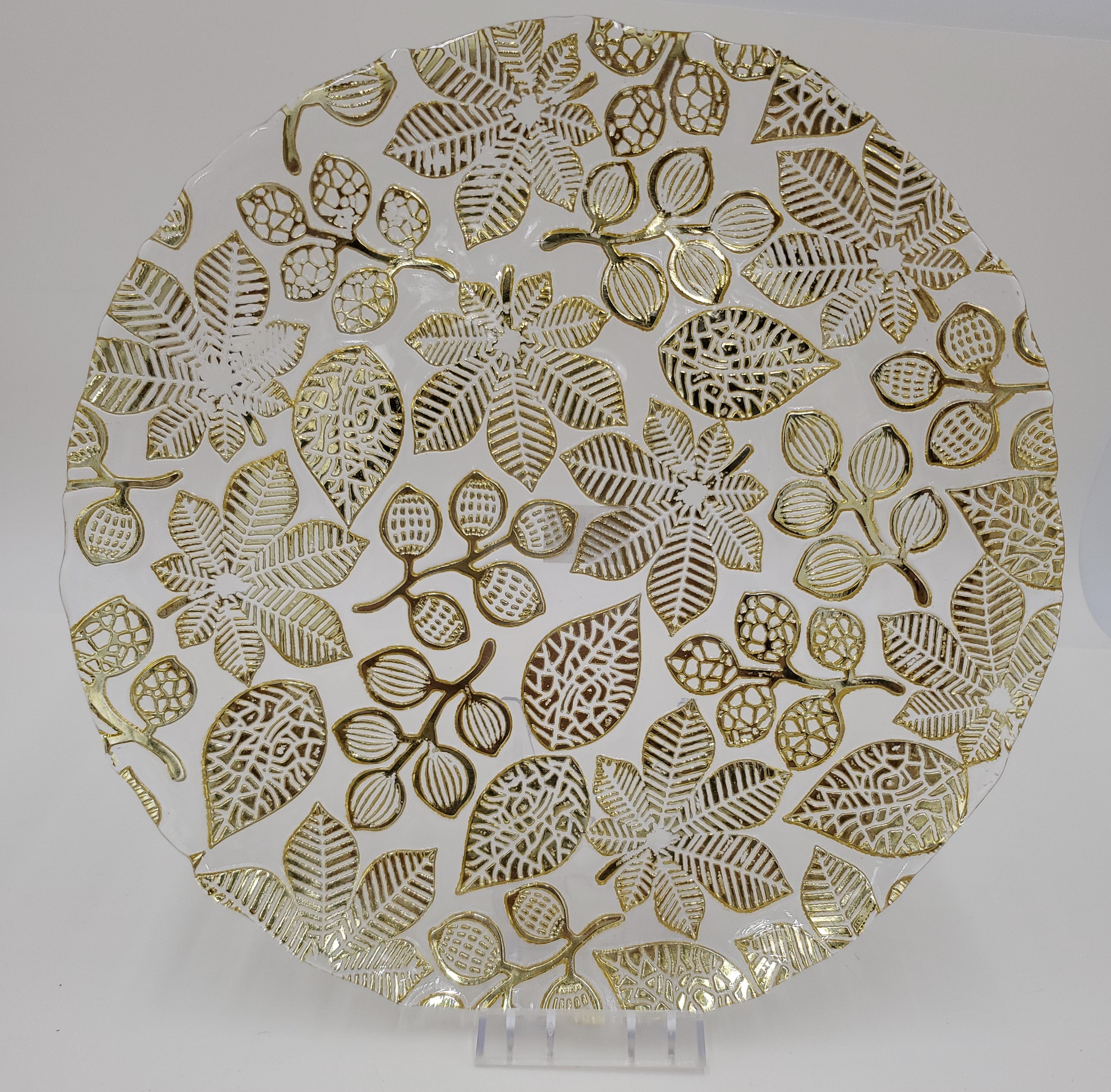 13-Inch Gold-Trimmed Glass Plates Set - Elegant Dinnerware for Parties, Weddings & Special Occasions