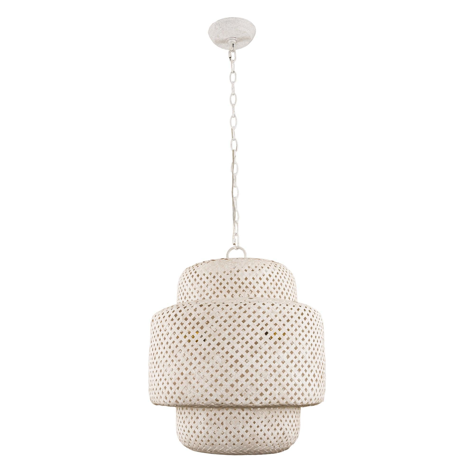 Rustic 3-Light White Farmhouse Pendant Hanging Light - Dry Rated for Kitchen, Dining Room & Entryway Ceiling Lighting