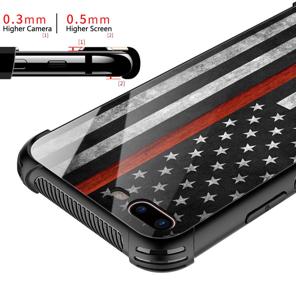 CARLOCA iPhone 8 Case with American Flag Design - Shockproof Hard Cover Compatible with iPhone 7/8/SE 2020 (Black & Red) | Perfect for Men & Boys | Anti-Scratch Protection for Daily Use, Work & Outdoor Activities
