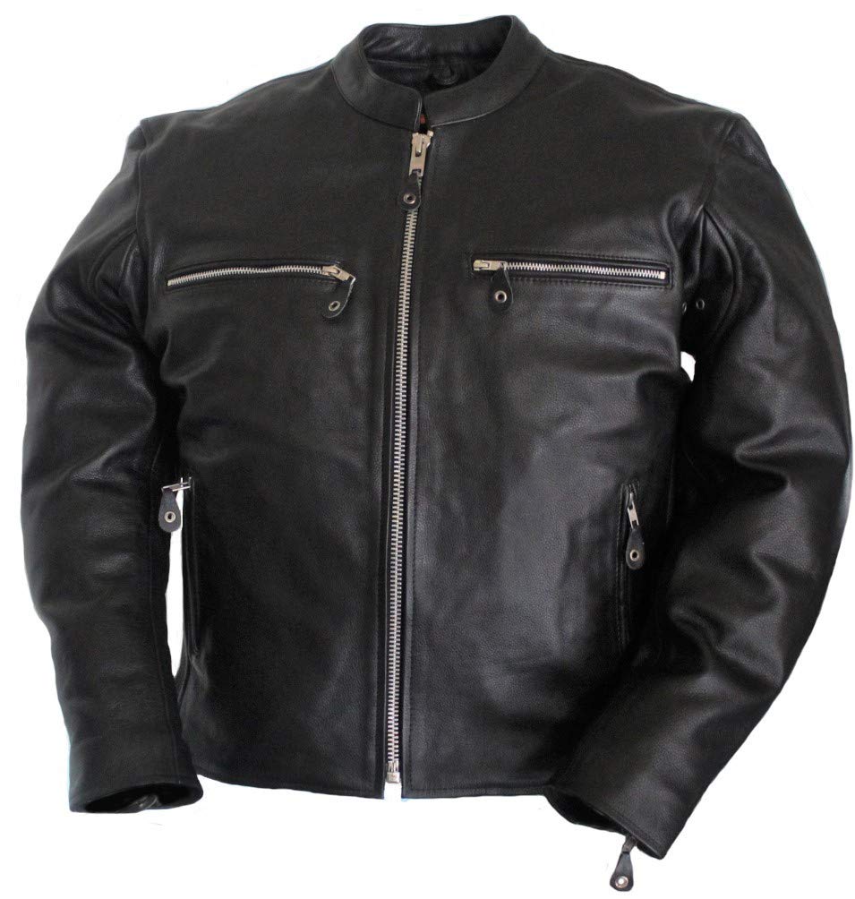 Men's Black Vigor Leather Motorcycle Jacket S-6XL - Riding & Outdoor Adventure