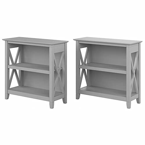 Urbanpro Small 2 Shelf Bookcase Set of 2 in Cape Cod Gray - Engineered Wood Book Shelf for Living Room, Bedroom, Office & Dorm Organization