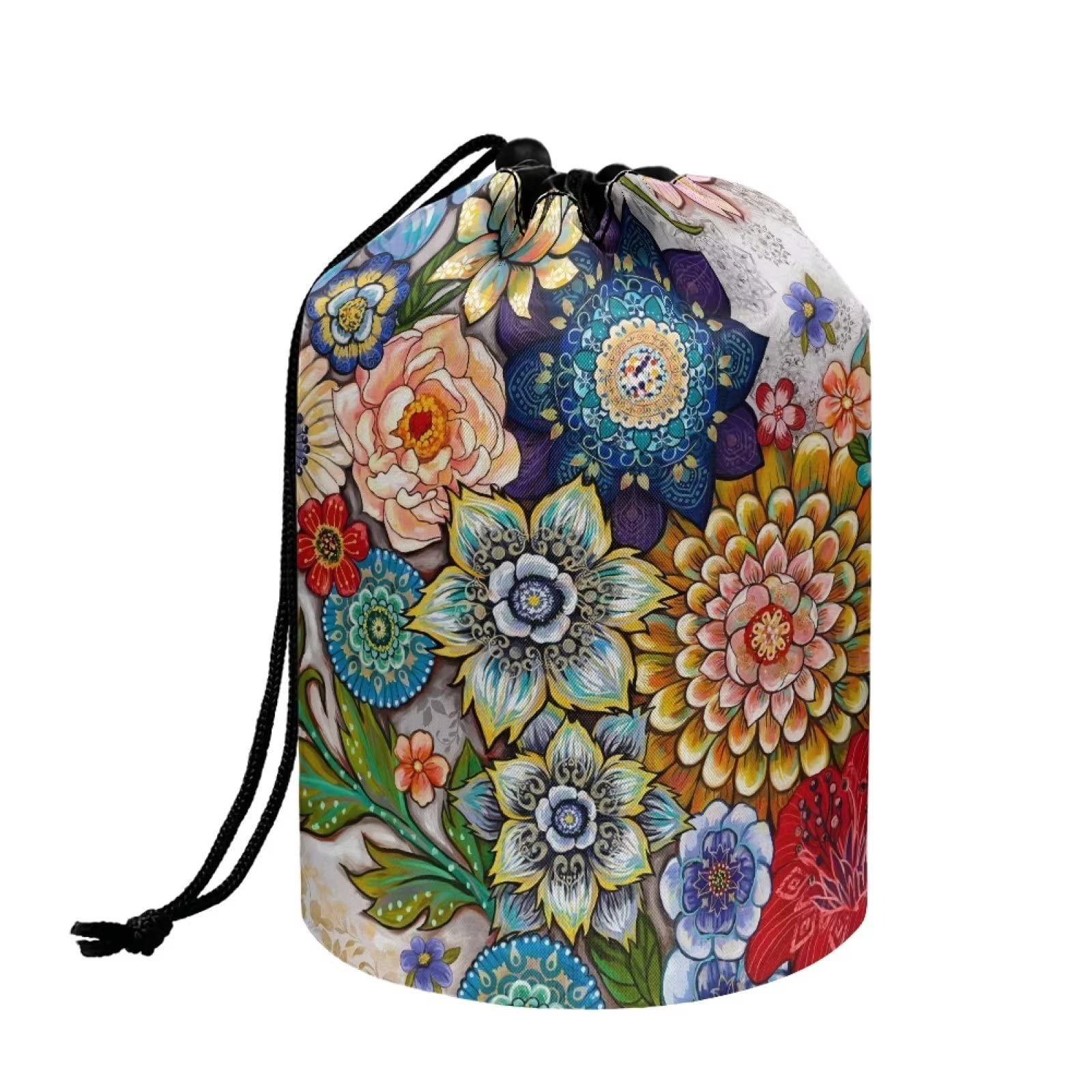 Boho Flower Print Makeup Bag - Portable Travel Cosmetic Organizer for Women | Perfect for Travel & Daily Use