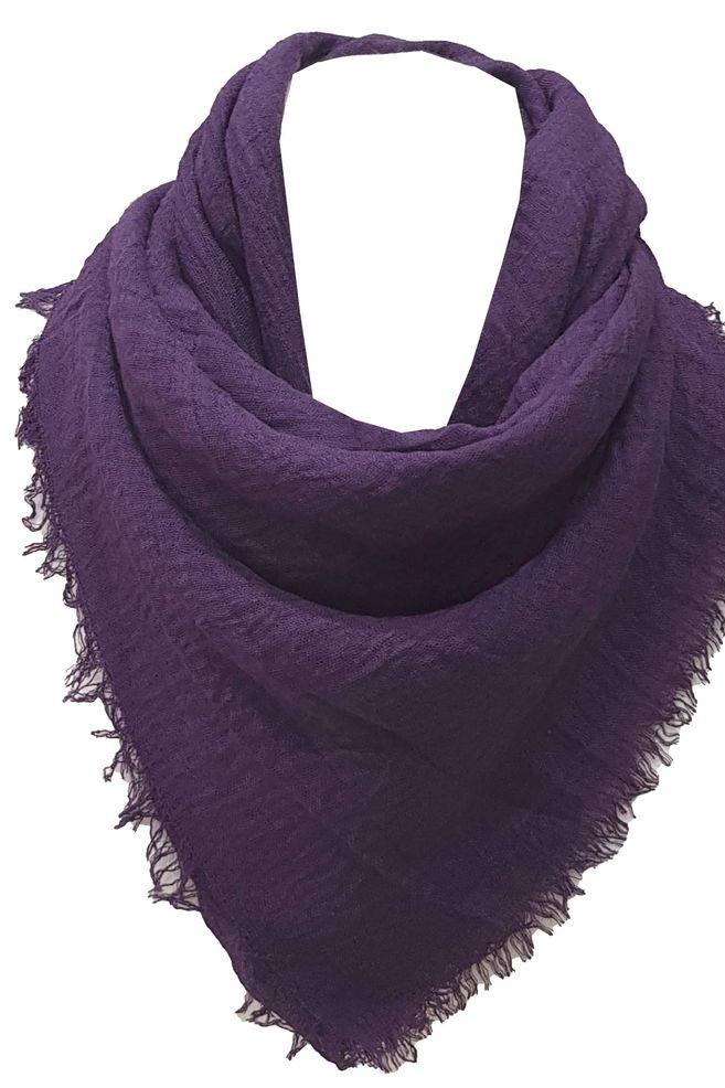 Soft Cotton Crinkle Hijab Scarf for Teens - Purple Modest Muslim Headwear - Perfect for School, Prayer & Everyday Wear