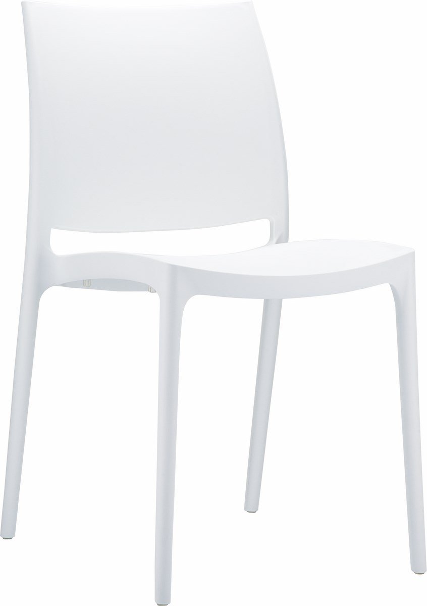 Maya White Patio Dining Chairs Set of 2 - Weather-Resistant Outdoor Furniture for Backyard, Garden, Poolside & Patio Dining