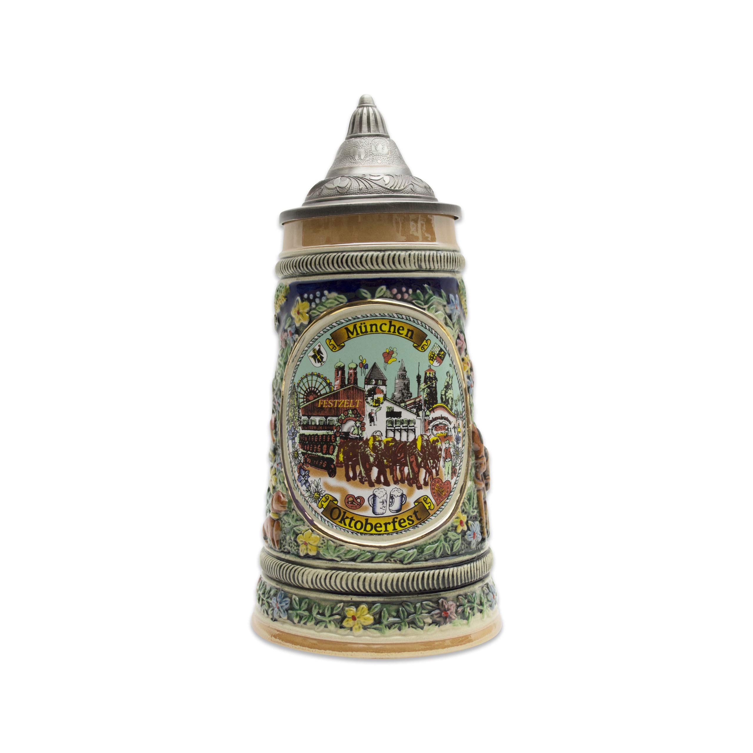 0.75 Liter Oktoberfest Beer Stein with Lid - Authentic German Oktoberfest Mug for Beer Lovers - Perfect for Oktoberfest Parties, Themed Events & Home Bar Decor