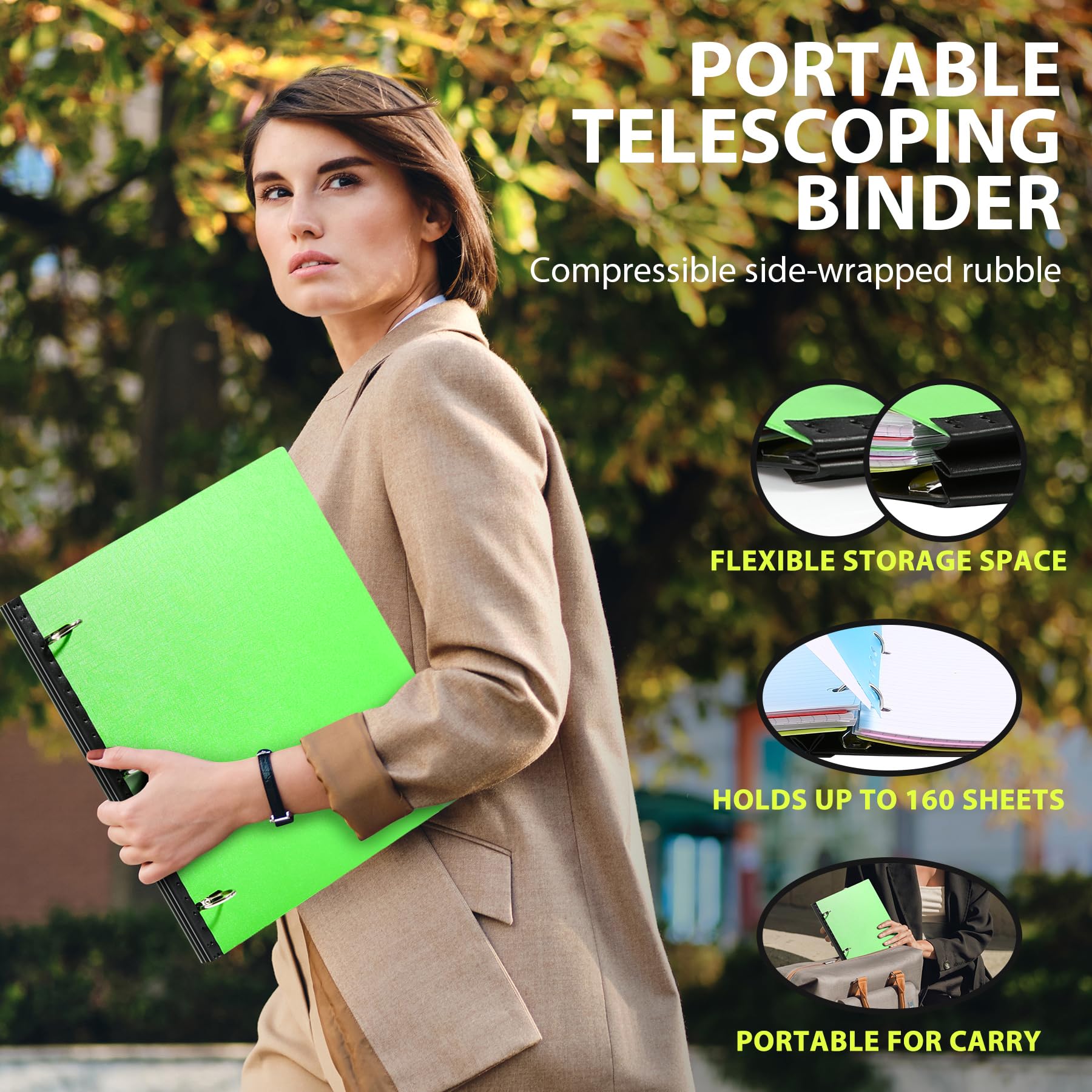 WOT I 0.75 Inch 3-Ring Binder Set of 4 - Expandable Spine Flexible Binders for School, Office & Home - Holds 160 Sheets 8.5x11 Paper in 4 Bright Colors - Perfect for Organizing Documents, Notes & Projects