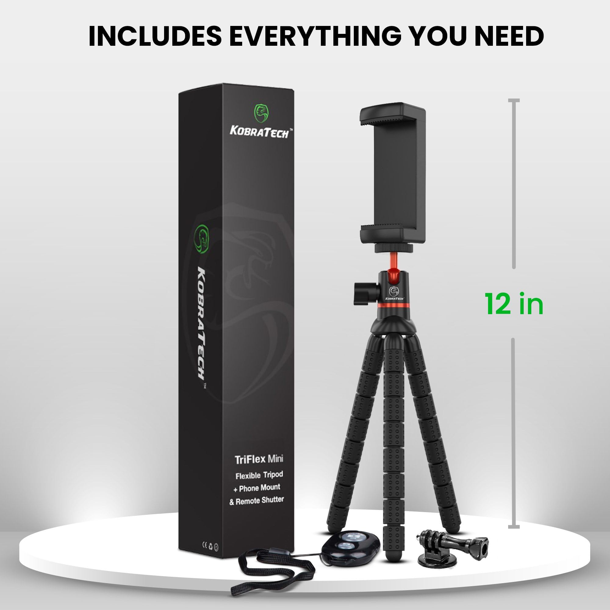 TriFlex Mini Tripod for iPhone & Android - Compact Flexible Phone Stand with Remote & GoPro Adapter - Portable Smartphone Tripod for Vlogging, Travel & Photography