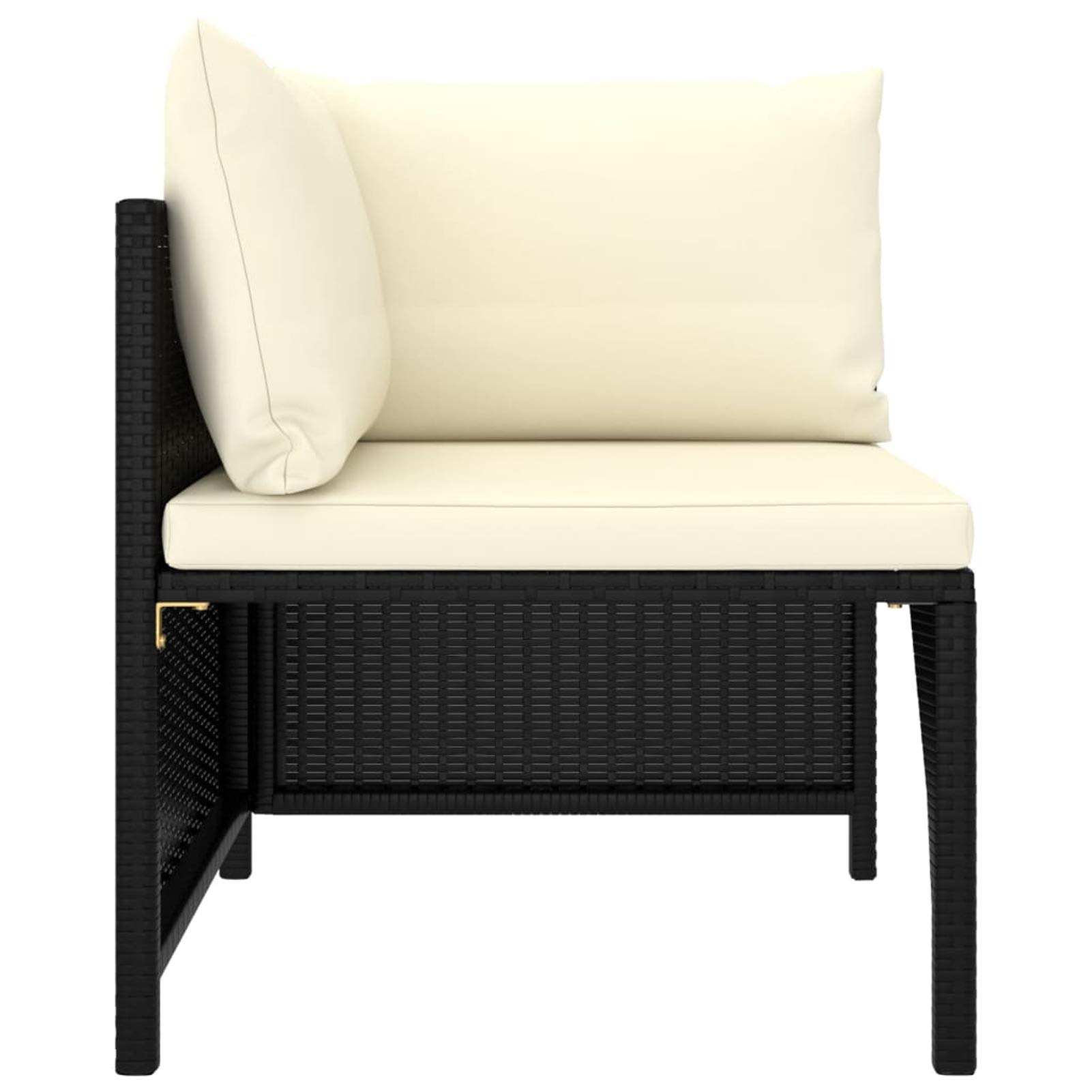 5-Piece Outdoor Garden Sofa Set with Cushions - Black Poly Rattan Patio Furniture for Backyard, Poolside & Deck - Durable Weather-Resistant Seating Set