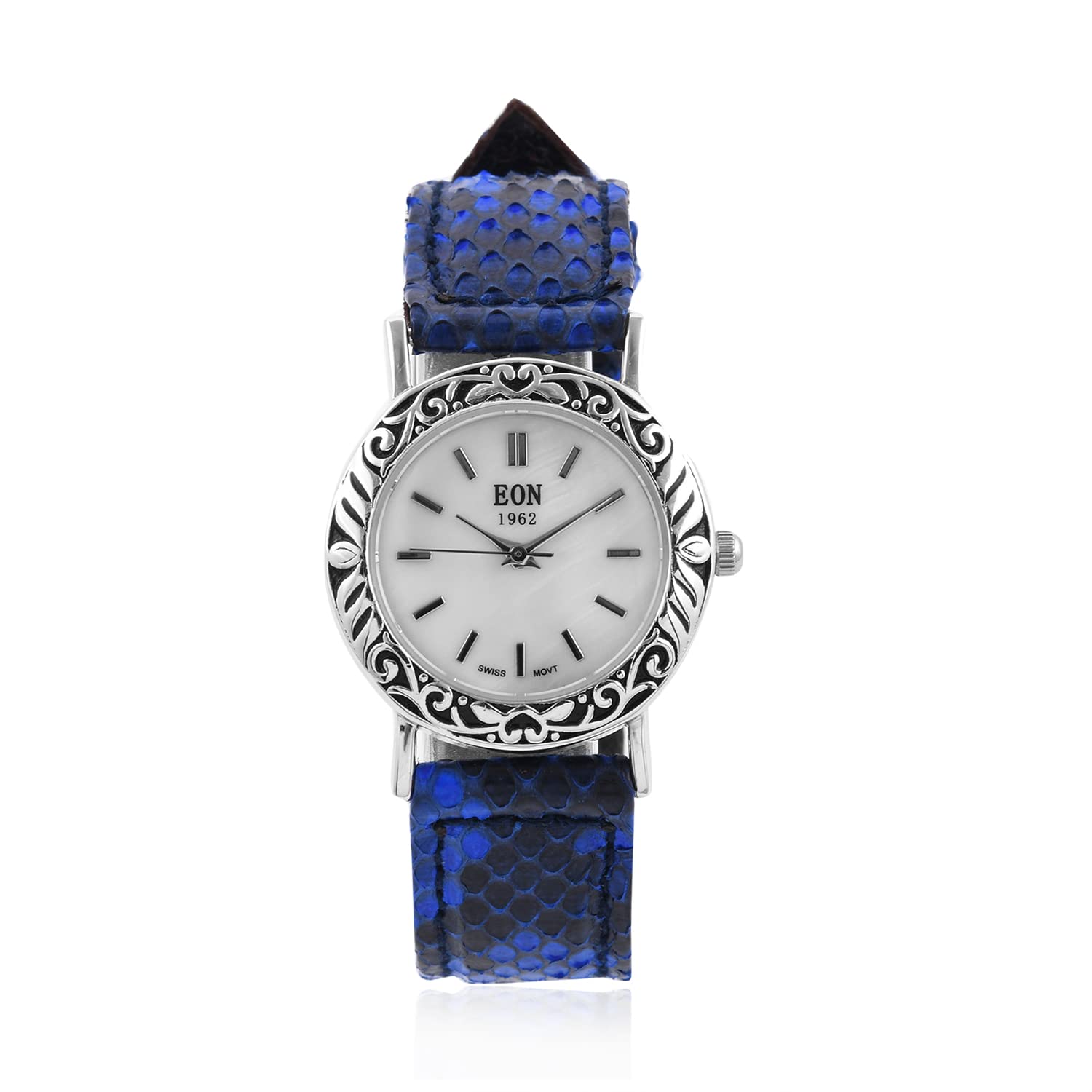 EON 1962 Automatic Movement Watch with Genuine Blue Leather Strap - Vintage Style Dress Watch for Men, Perfect for Business Meetings & Formal Occasions