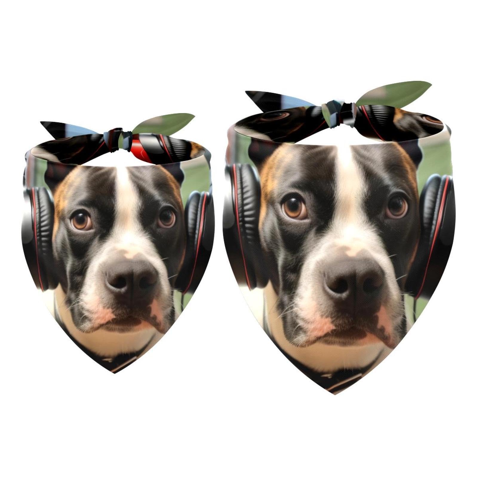 Premium Dog Bandanas for Small, Medium & Large Pets - 2-Piece Set with Black & Music Print - Fashionable Dog Scarf for Dogs & Cats - Perfect for Pet Parties, Photo Shoots & Daily Walks