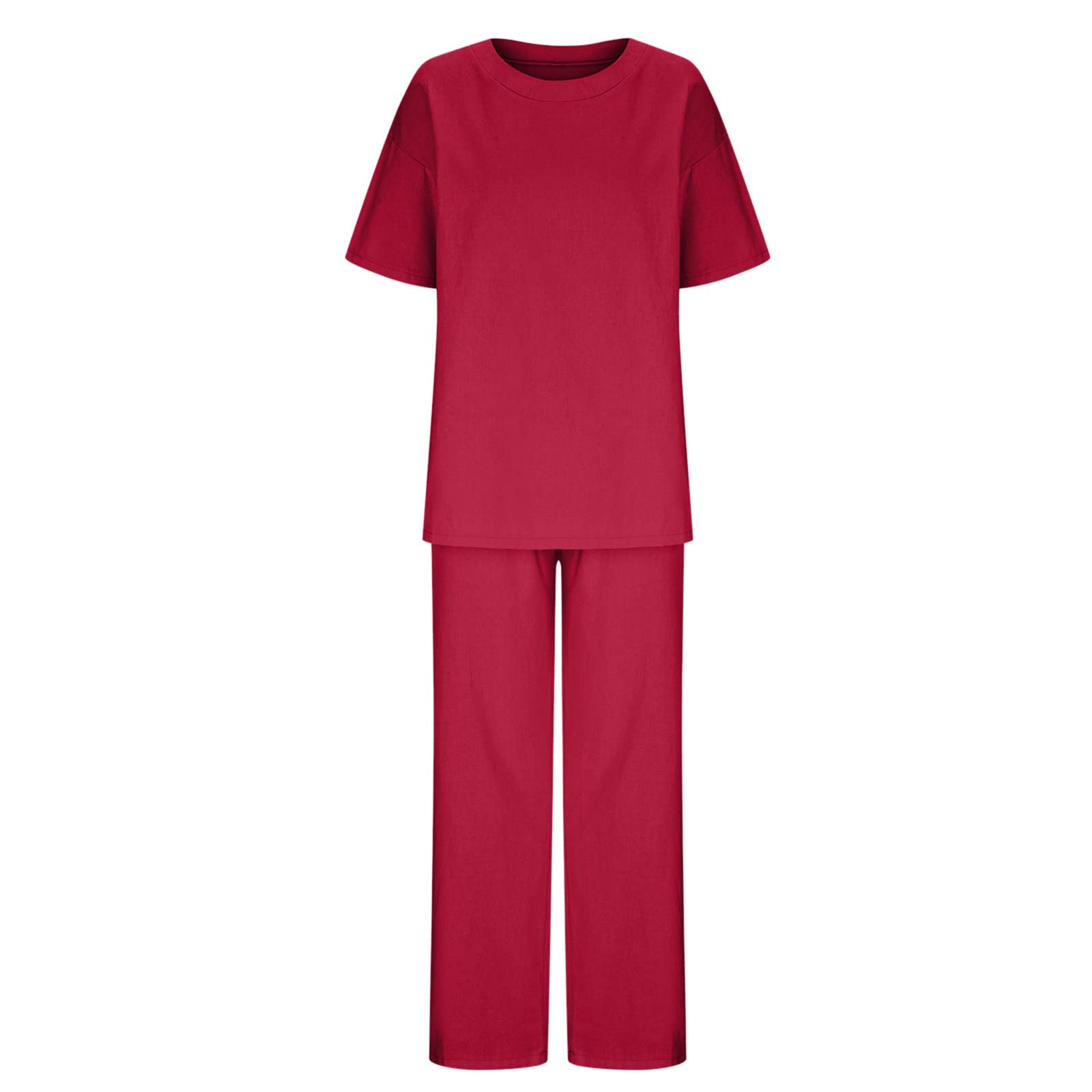 Oelaio Plus Size Sweater Sets for Women - 2 Piece Lounge Wear Set with Long Sleeve Top & Cropped Wide Leg Pants (Red) - Comfortable Womens Sweat Suit for Casual Wear, Home Relaxation, and Travel Outfits
